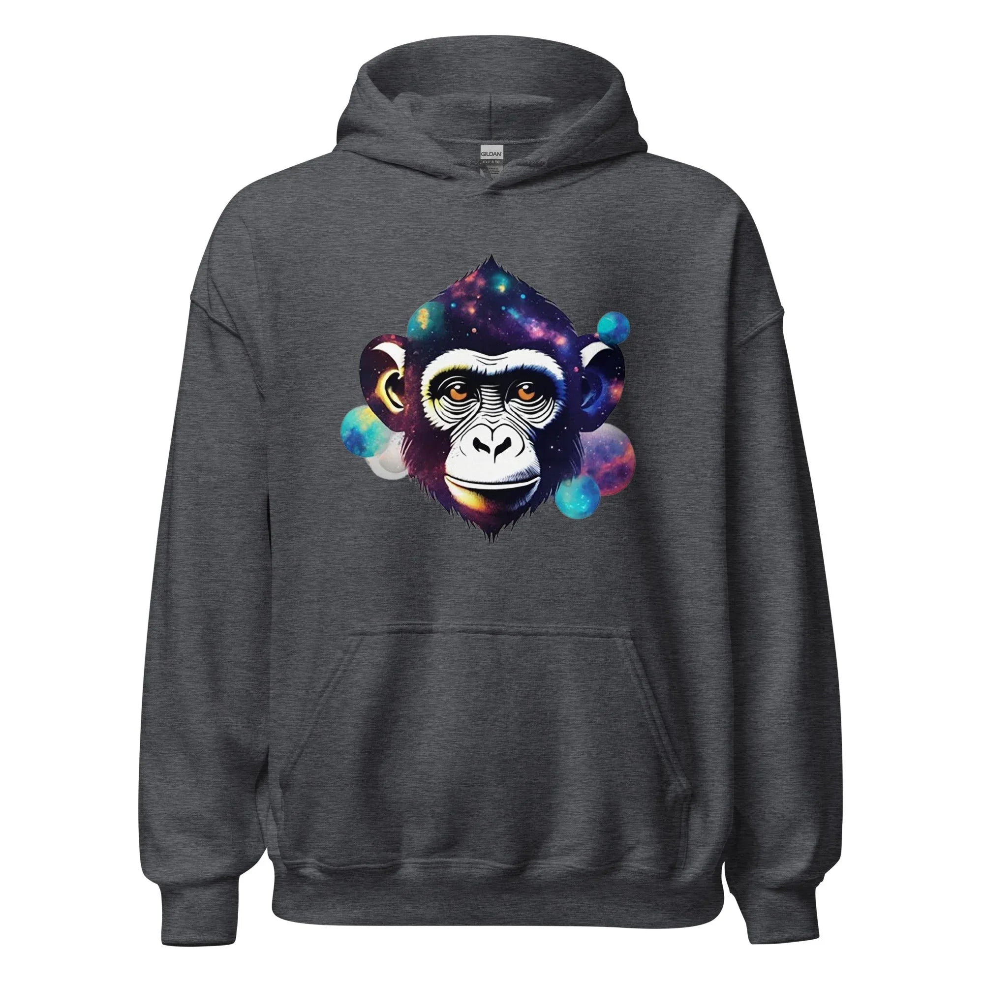 Unisex | Dreamy Monkey Hoodie Dark Heather Hoodie AwRans Clothing unisex-heavy-blend-hoodie-dark-heather-front-65f105c3c3186