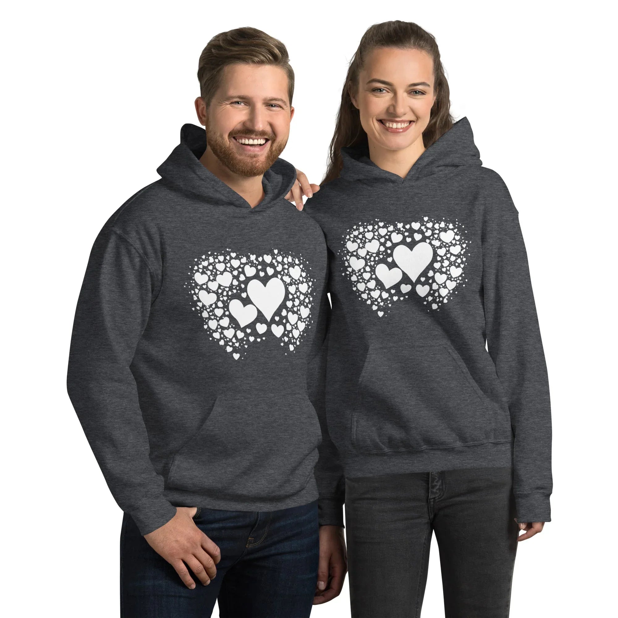 Unisex | Black Hearts Hoodie Dark Heather hoodie AwRans Clothing unisex-heavy-blend-hoodie-dark-heather-front-6620a1a83ed0f