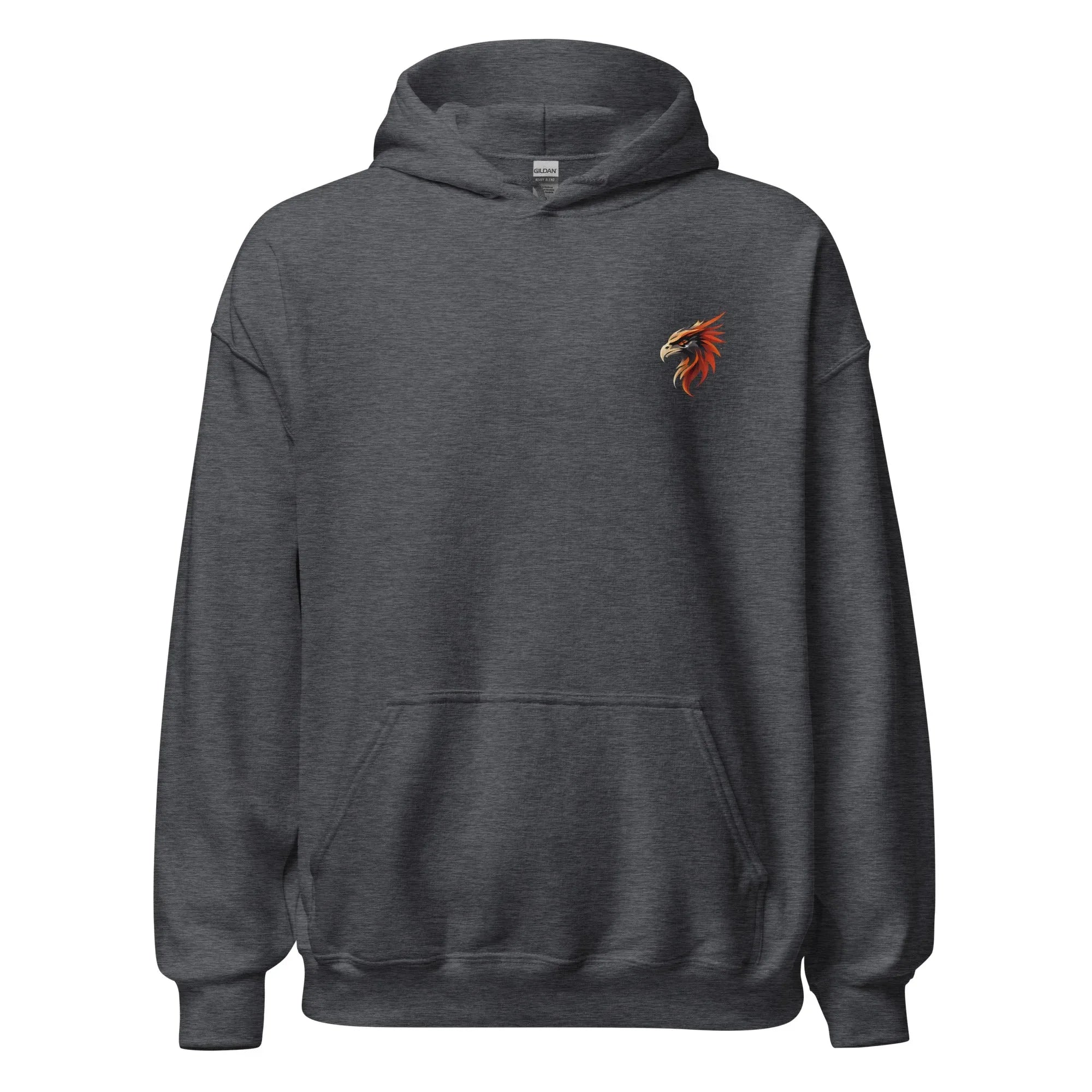 Unisex | Phoenix's Anger Hoodie Dark Heather hoodie AwRans Clothing unisex-heavy-blend-hoodie-dark-heather-front-6633831672a5a