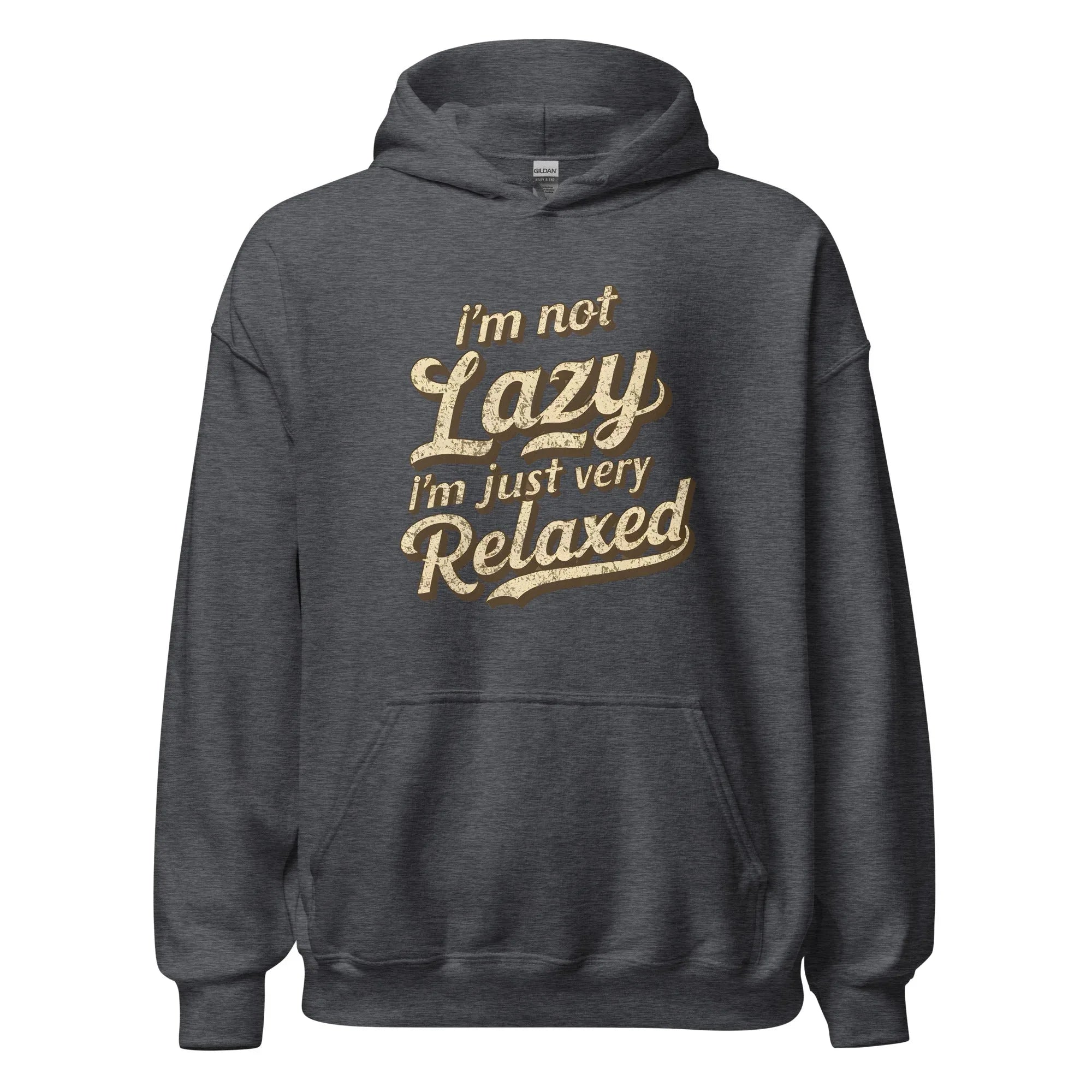 Unisex | I'm Not Lazy - I'm Just Relaxed Hoodie Dark Heather hoodie AwRans Clothing unisex-heavy-blend-hoodie-dark-heather-front-665d2f2bd0a18