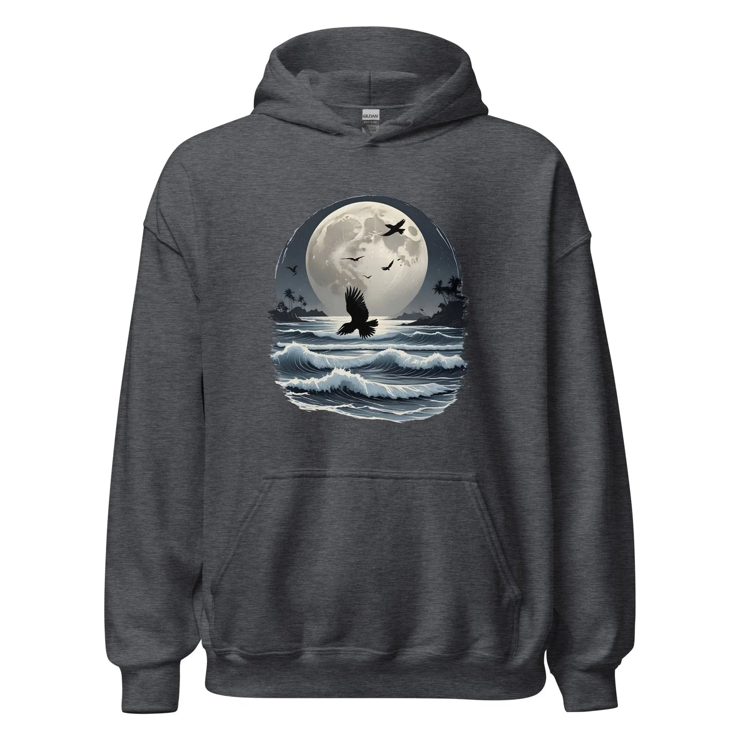 Unisex | Moonlight, Crow, Beach - Hoodie - AwRans Clothing