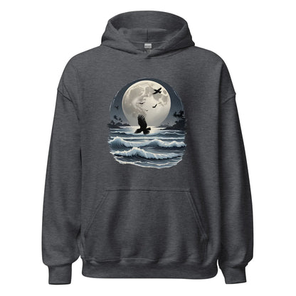 Unisex | Moonlight, Crow, Beach - Hoodie - AwRans Clothing