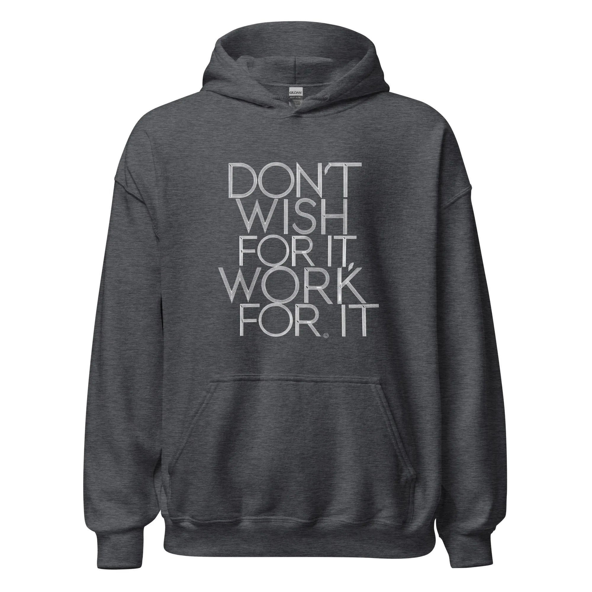 Unisex | DON'T WISH FOR IT - WORK FOR IT Stylish Hoodie Dark Heather hoodie AwRans Clothing unisex-heavy-blend-hoodie-dark-heather-front-666444b02cb00
