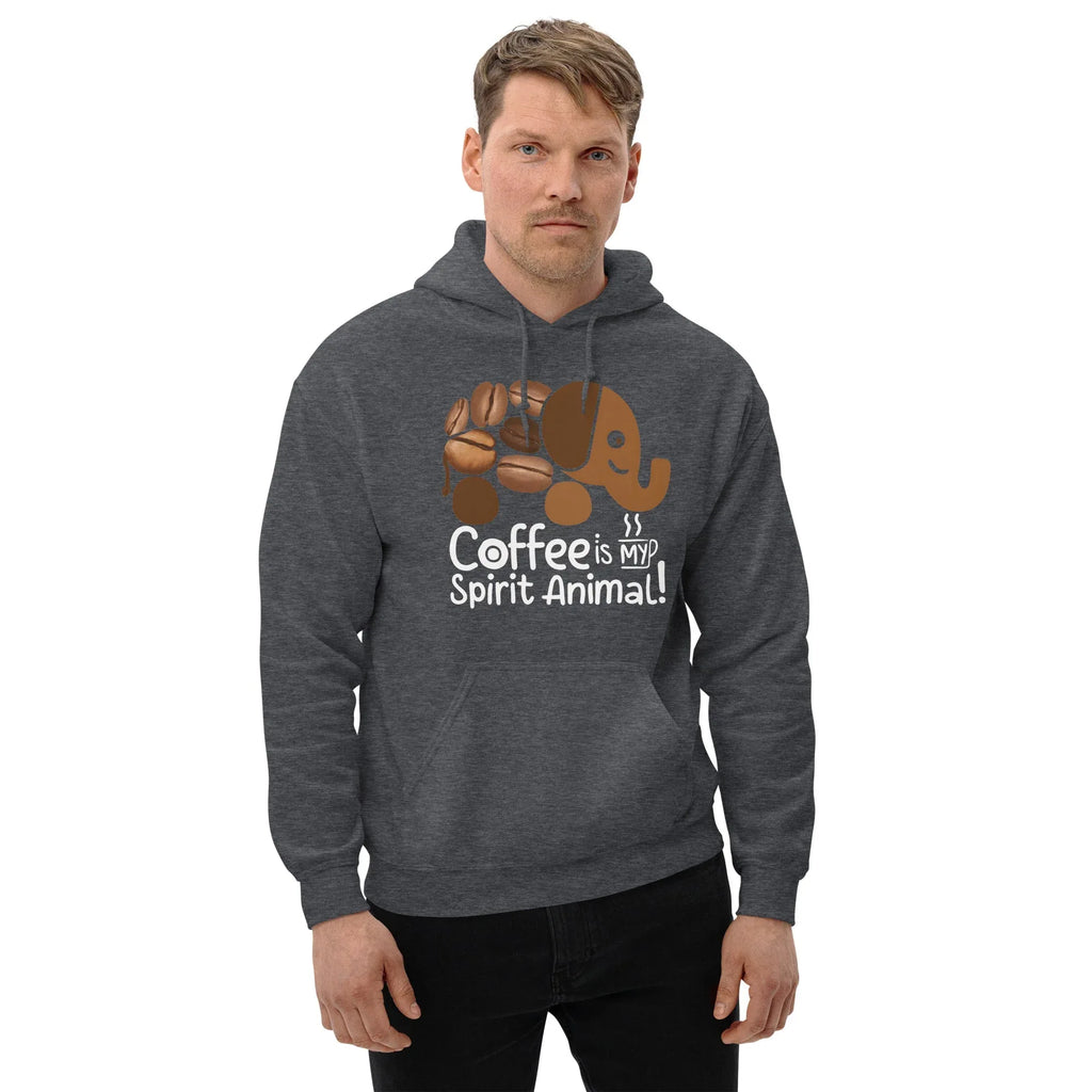 Unisex Hoodie | Coffee Is My Spirit Animal hoodie AwRans Clothing unisex-heavy-blend-hoodie-dark-heather-front-681635a5e7509