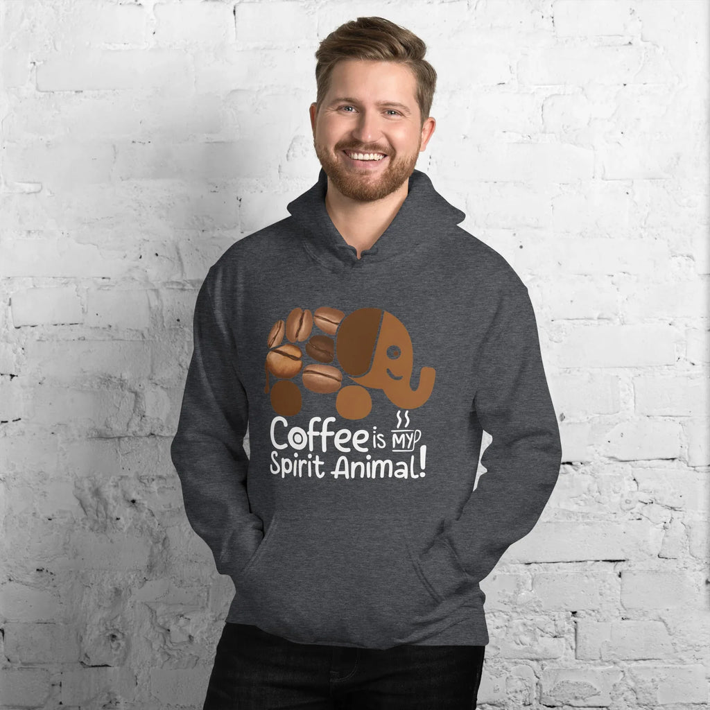 Unisex Hoodie | Coffee Is My Spirit Animal hoodie AwRans Clothing unisex-heavy-blend-hoodie-dark-heather-front-681635a5ebc5d