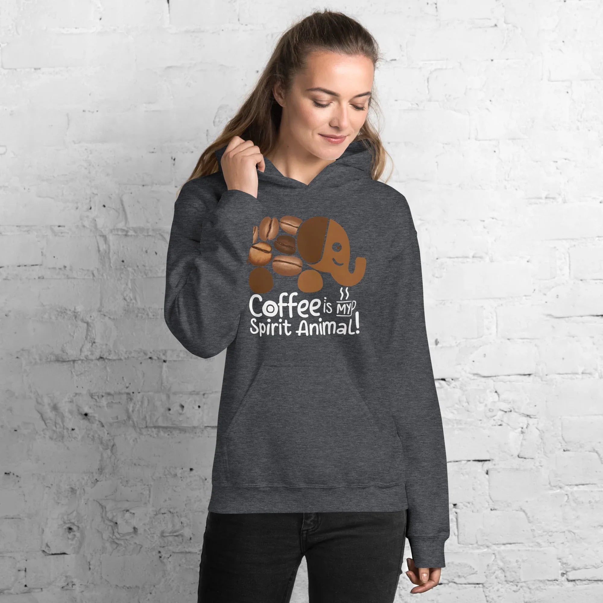 Unisex Hoodie | Coffee Is My Spirit Animal hoodie AwRans Clothing unisex-heavy-blend-hoodie-dark-heather-front-681635a5f099a