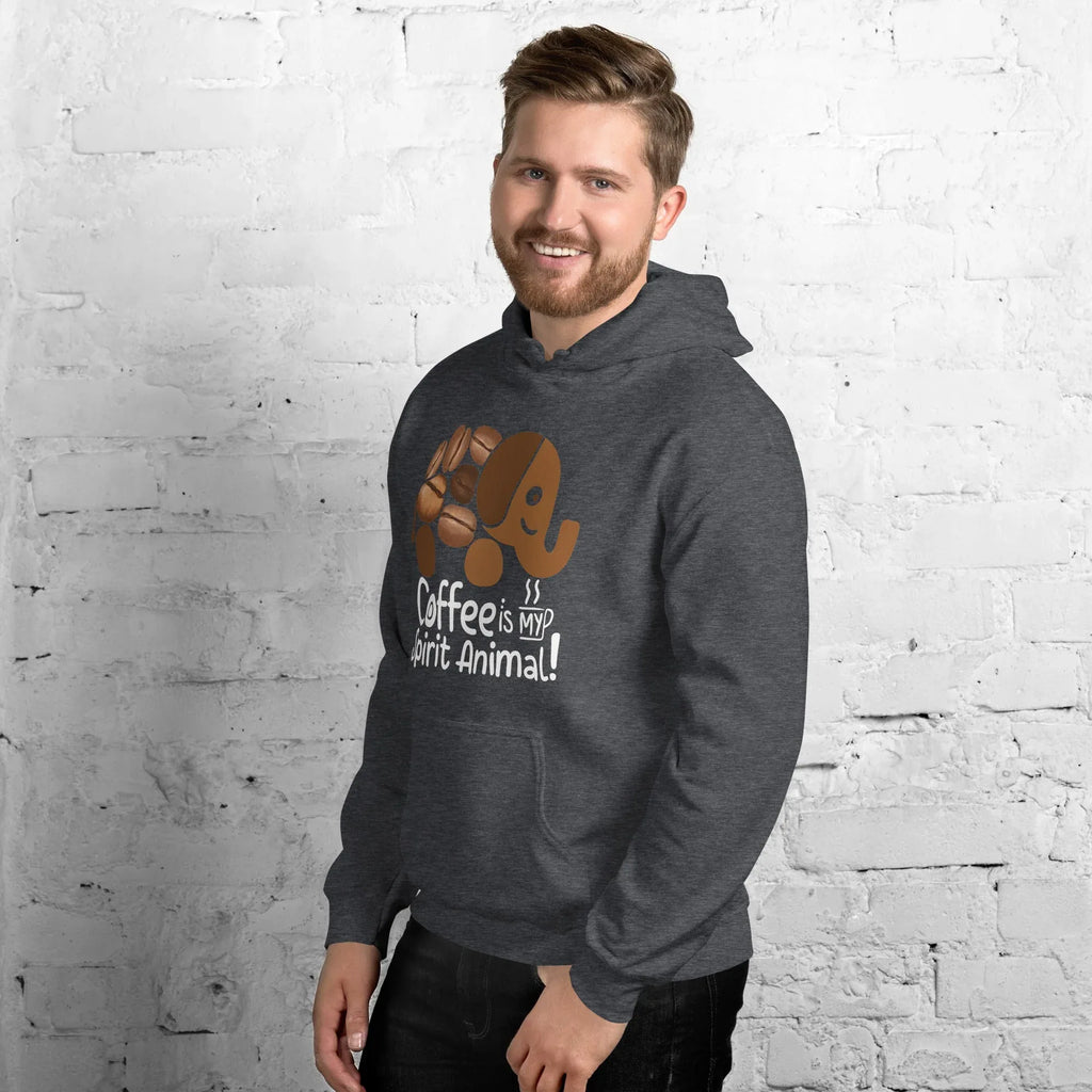 Unisex Hoodie | Coffee Is My Spirit Animal hoodie AwRans Clothing unisex-heavy-blend-hoodie-dark-heather-left-front-681635a6033a1