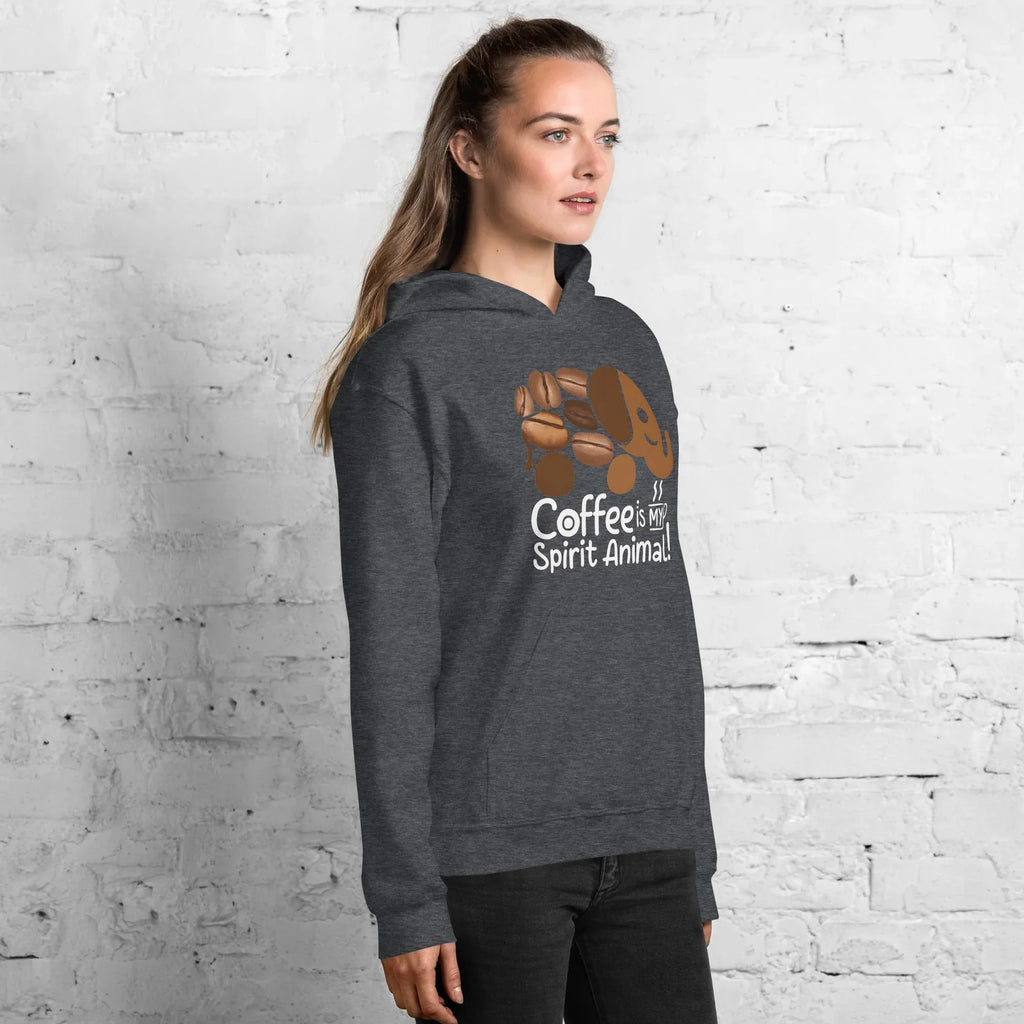 Unisex Hoodie | Coffee Is My Spirit Animal hoodie AwRans Clothing unisex-heavy-blend-hoodie-dark-heather-right-front-681635a5d84da