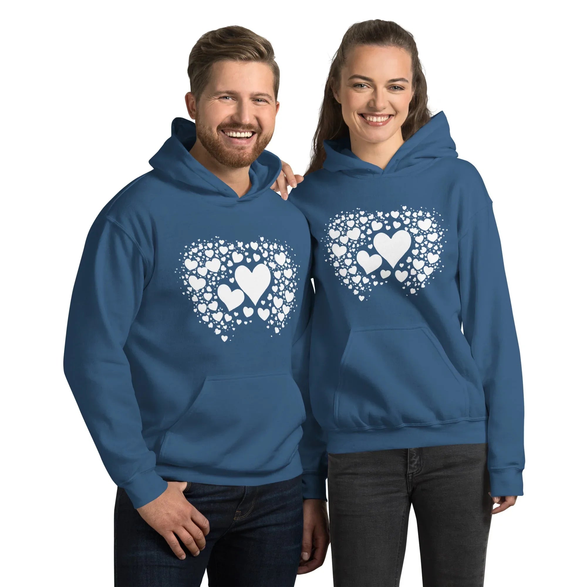 Unisex | Black Hearts Hoodie Indigo Blue hoodie AwRans Clothing unisex-heavy-blend-hoodie-indigo-blue-front-6620a1a8426b3