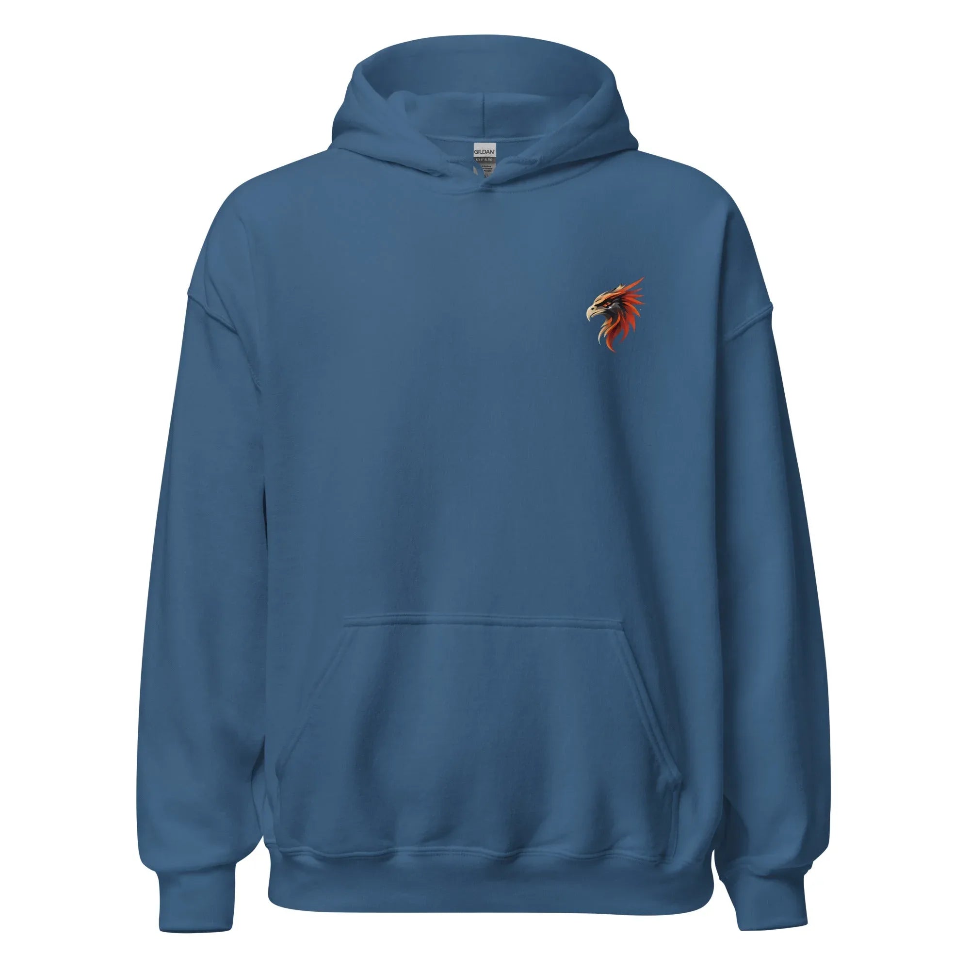 Unisex | Phoenix's Anger Hoodie Indigo Blue hoodie AwRans Clothing unisex-heavy-blend-hoodie-indigo-blue-front-663383167af26