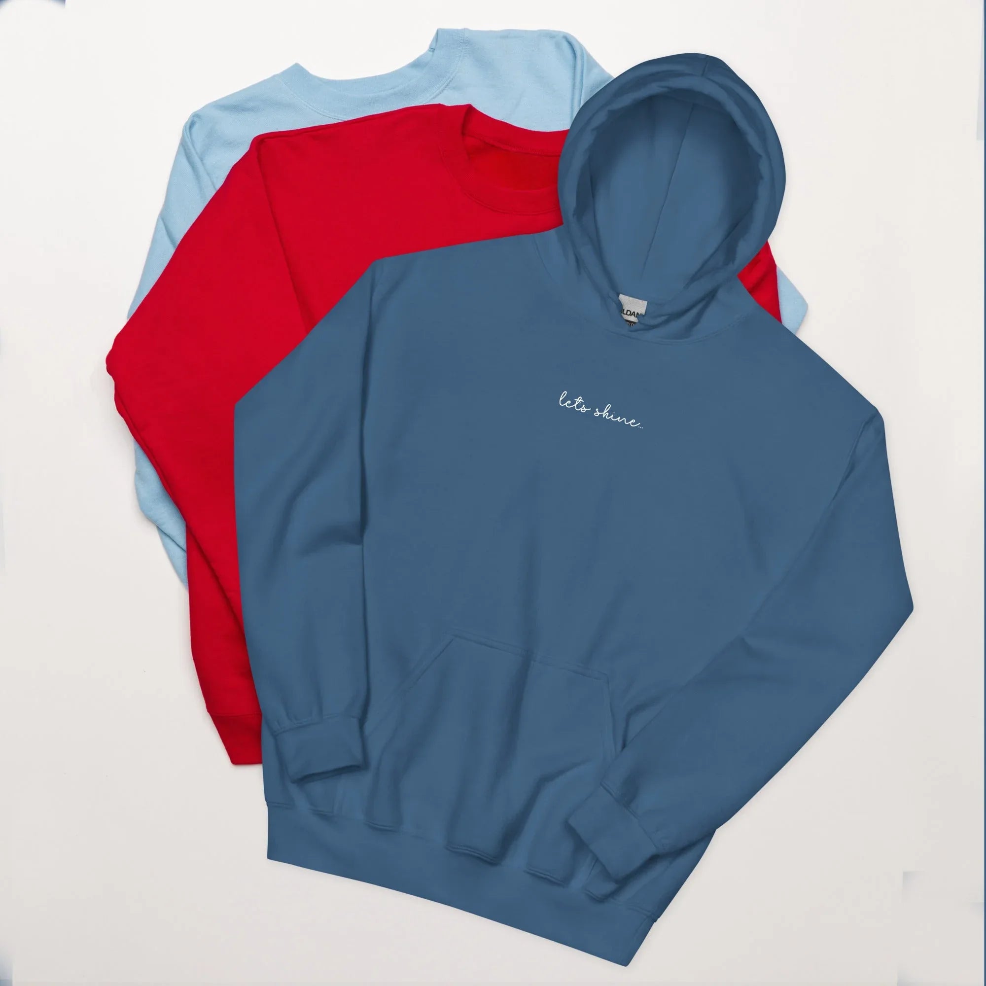 Unisex | Let's Shine Hoodie Indigo Blue hoodie AwRans Clothing unisex-heavy-blend-hoodie-indigo-blue-front-66504b364471d