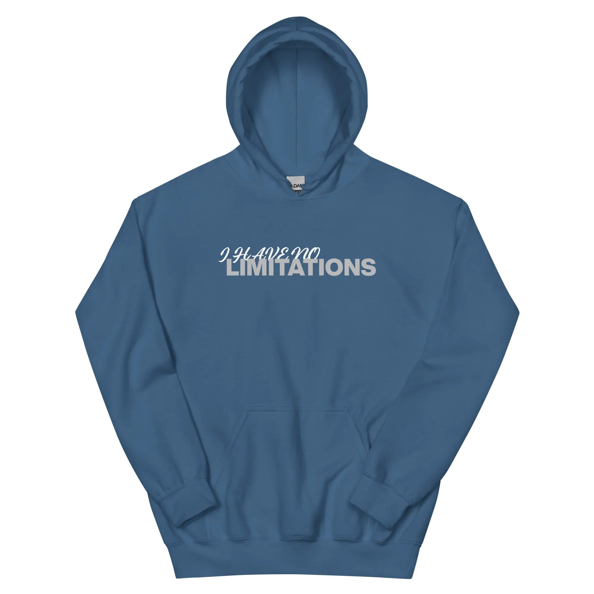 Unisex | I Have No Limitations Hoodie Indigo Blue hoodie AwRans Clothing unisex-heavy-blend-hoodie-indigo-blue-front-66505d2a67f07