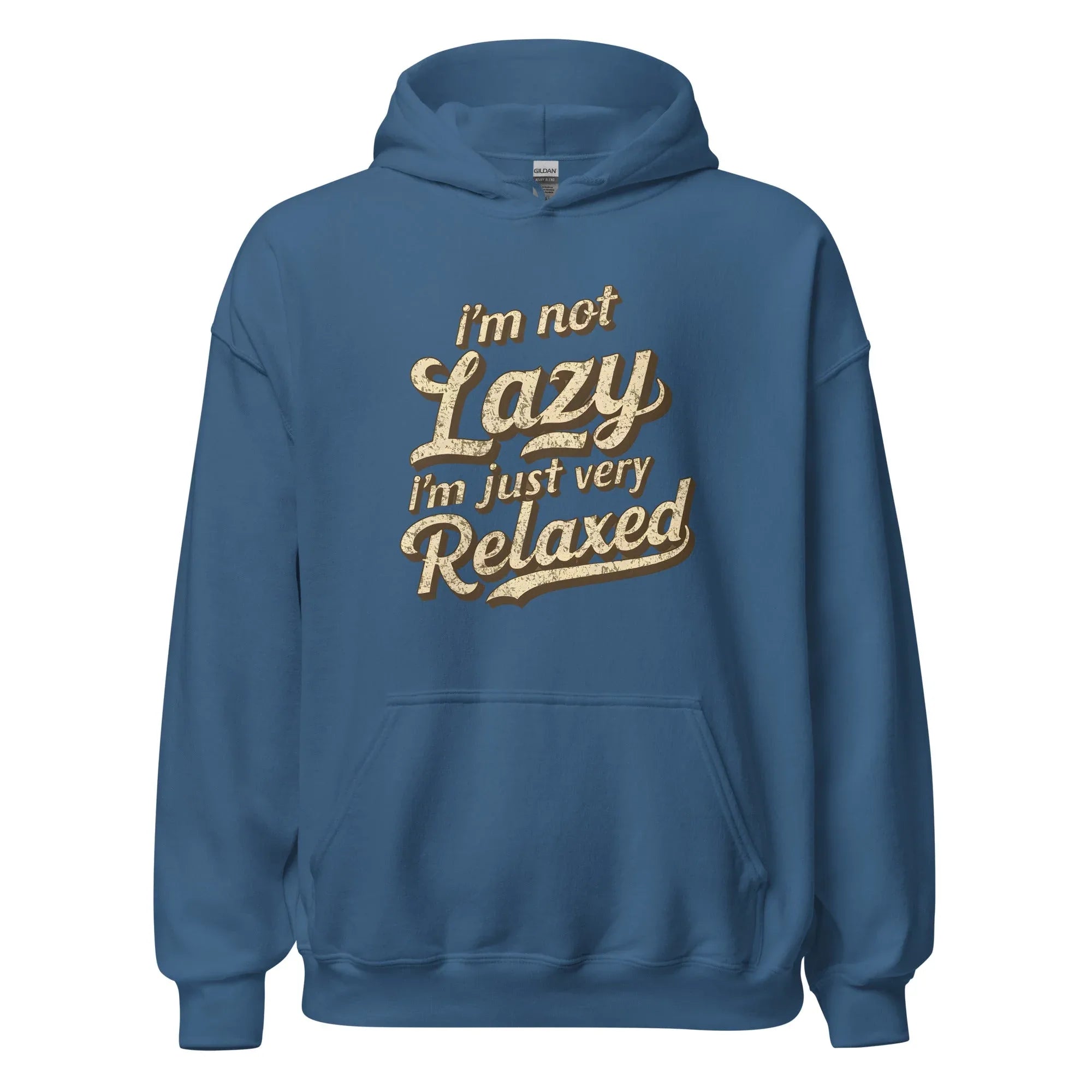 Unisex | I'm Not Lazy - I'm Just Relaxed Hoodie Indigo Blue hoodie AwRans Clothing unisex-heavy-blend-hoodie-indigo-blue-front-665d2f2bd76a7