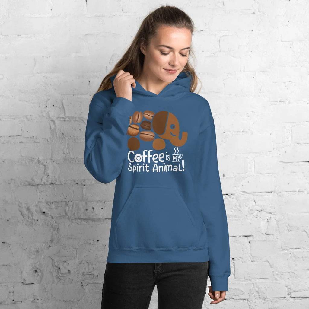Unisex Hoodie | Coffee Is My Spirit Animal hoodie AwRans Clothing unisex-heavy-blend-hoodie-indigo-blue-front-681635a5bc6b0