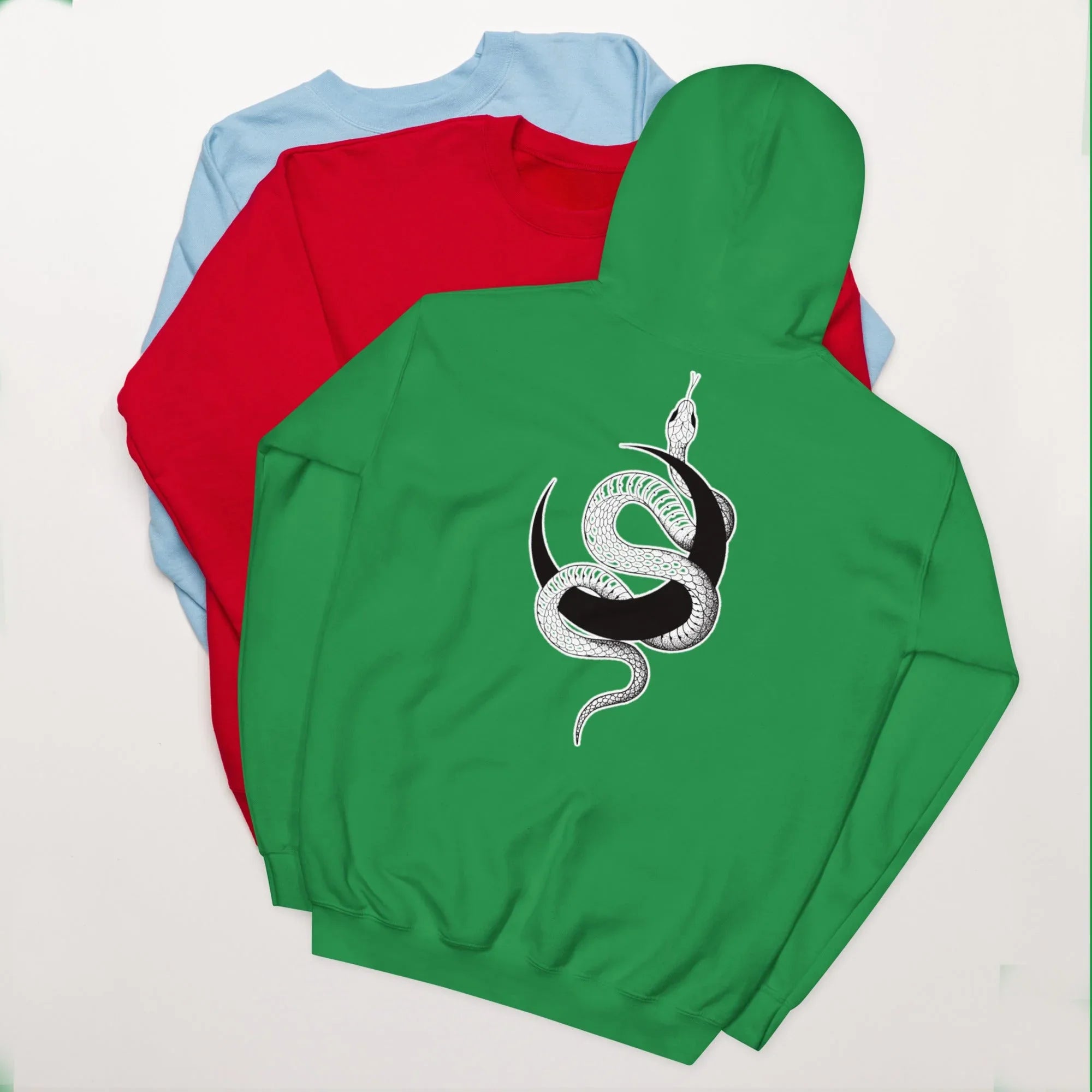 Unisex | Moon Snake Hoodie Irish Green hoodie AwRans Clothing unisex-heavy-blend-hoodie-irish-green-back-66403b39c0f58