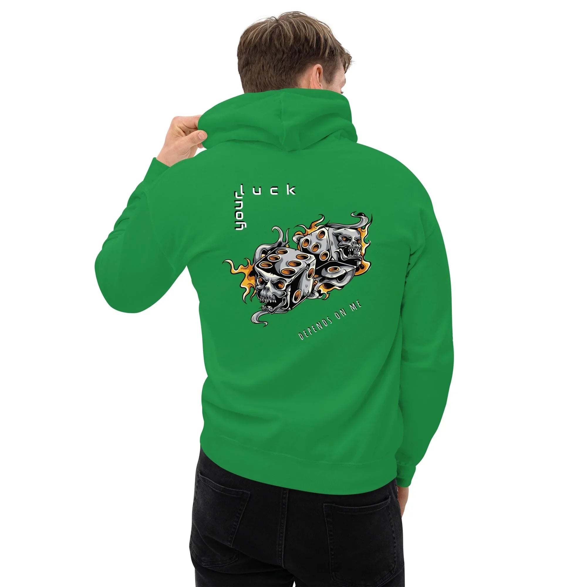 Men's | Your Luck Depends On Me Hoodie hoodie AwRans Clothing unisex-heavy-blend-hoodie-irish-green-back-6650eb618845e
