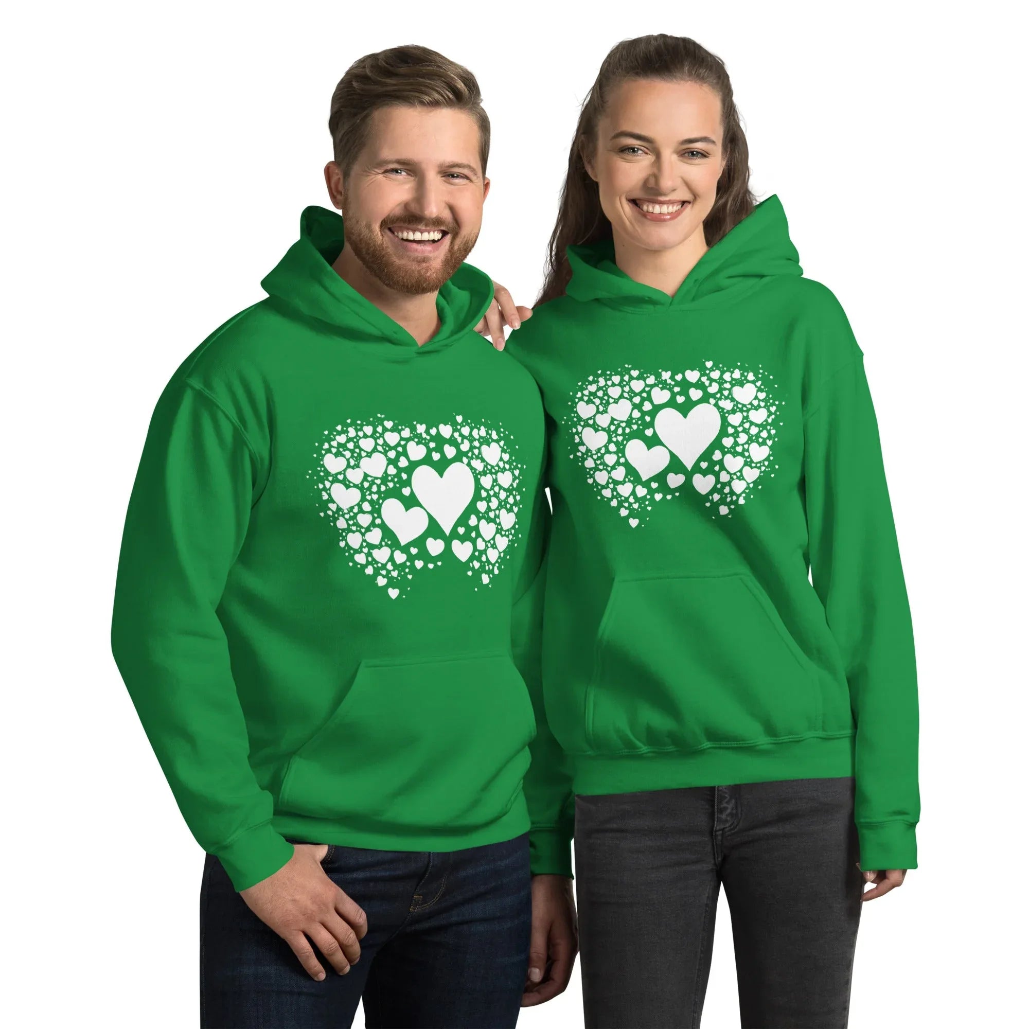 Unisex | Black Hearts Hoodie Irish Green hoodie AwRans Clothing unisex-heavy-blend-hoodie-irish-green-front-6620a1a8494b7