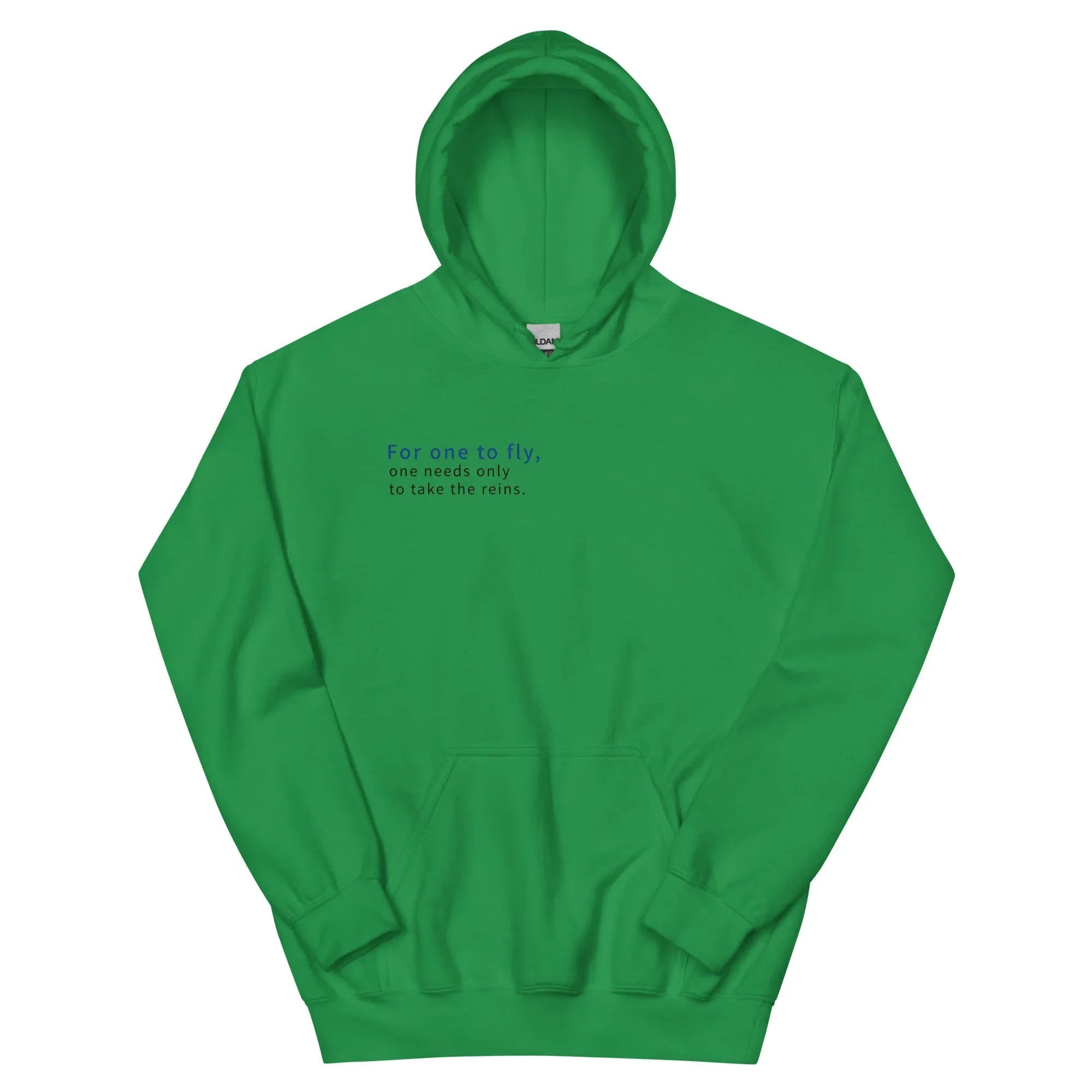 Unisex | For One To Fly One Needs Only To Take The Reins Hoodie Irish Green hoodie AwRans Clothing unisex-heavy-blend-hoodie-irish-green-front-663ffdef98045