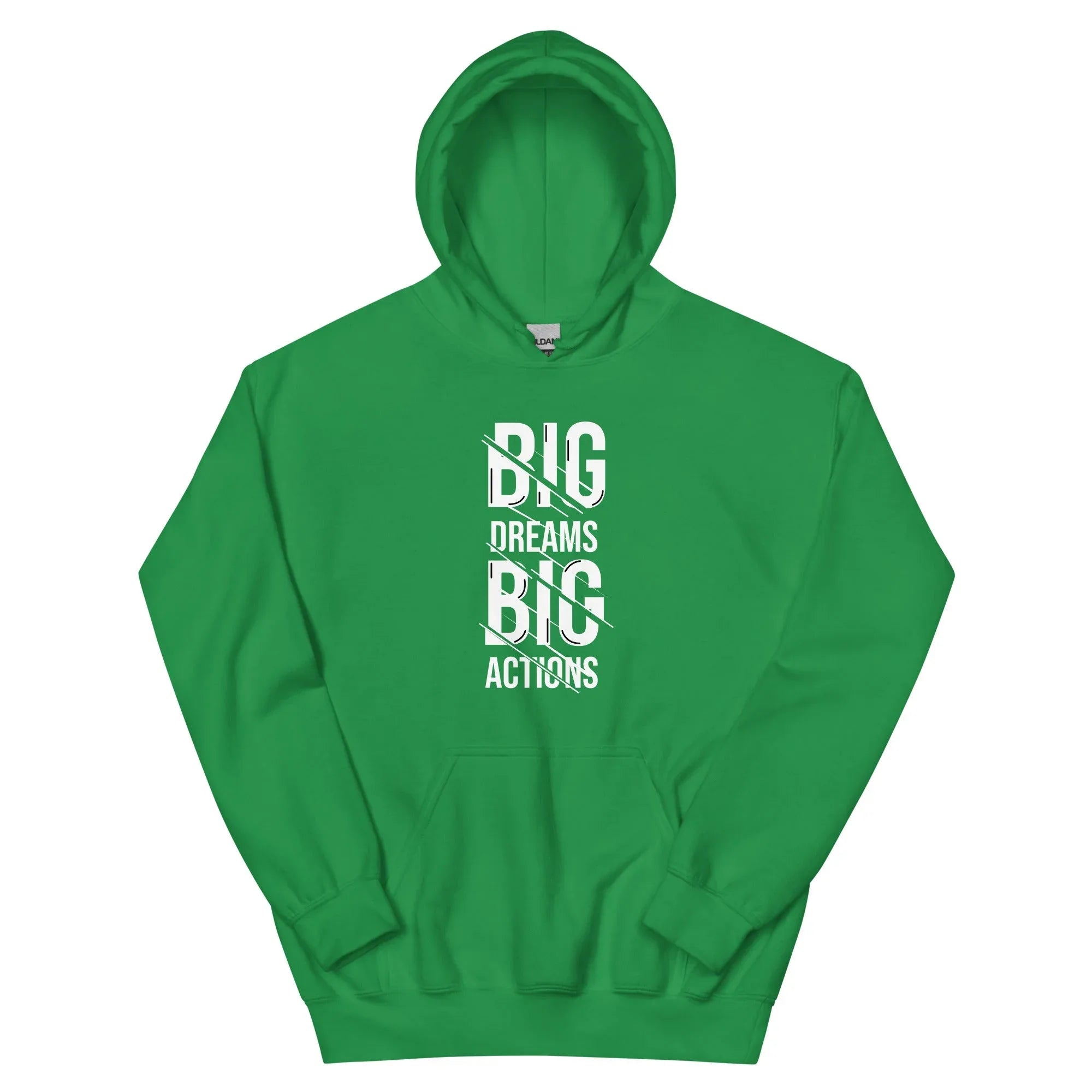 Unisex | Big Dreams Big Actions Hoodie Irish Green hoodie AwRans Clothing unisex-heavy-blend-hoodie-irish-green-front-664db663d5945