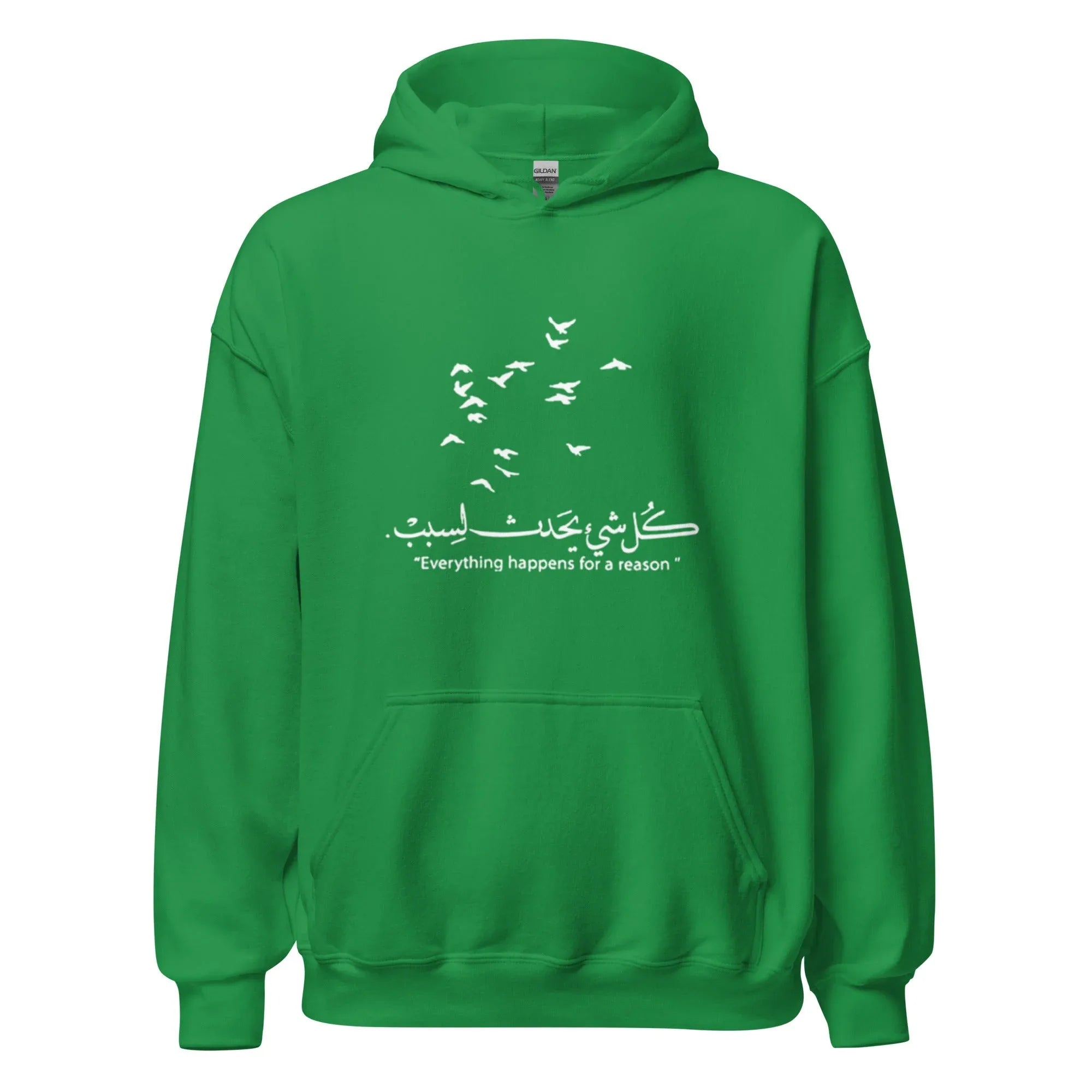 ARABIC Unisex | Everything Happens For A Reason Hoodie Irish Green hoodie AwRans Clothing unisex-heavy-blend-hoodie-irish-green-front-664f645760947