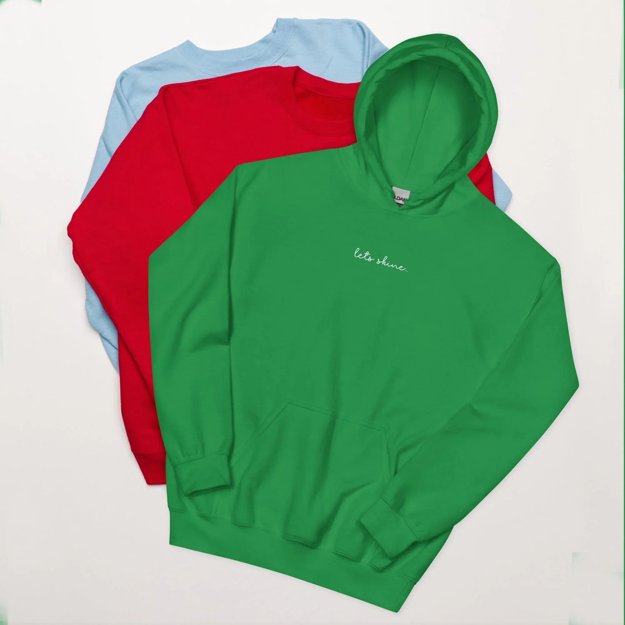 Unisex | Let's Shine Hoodie Irish Green hoodie AwRans Clothing unisex-heavy-blend-hoodie-irish-green-front-66504b3651843