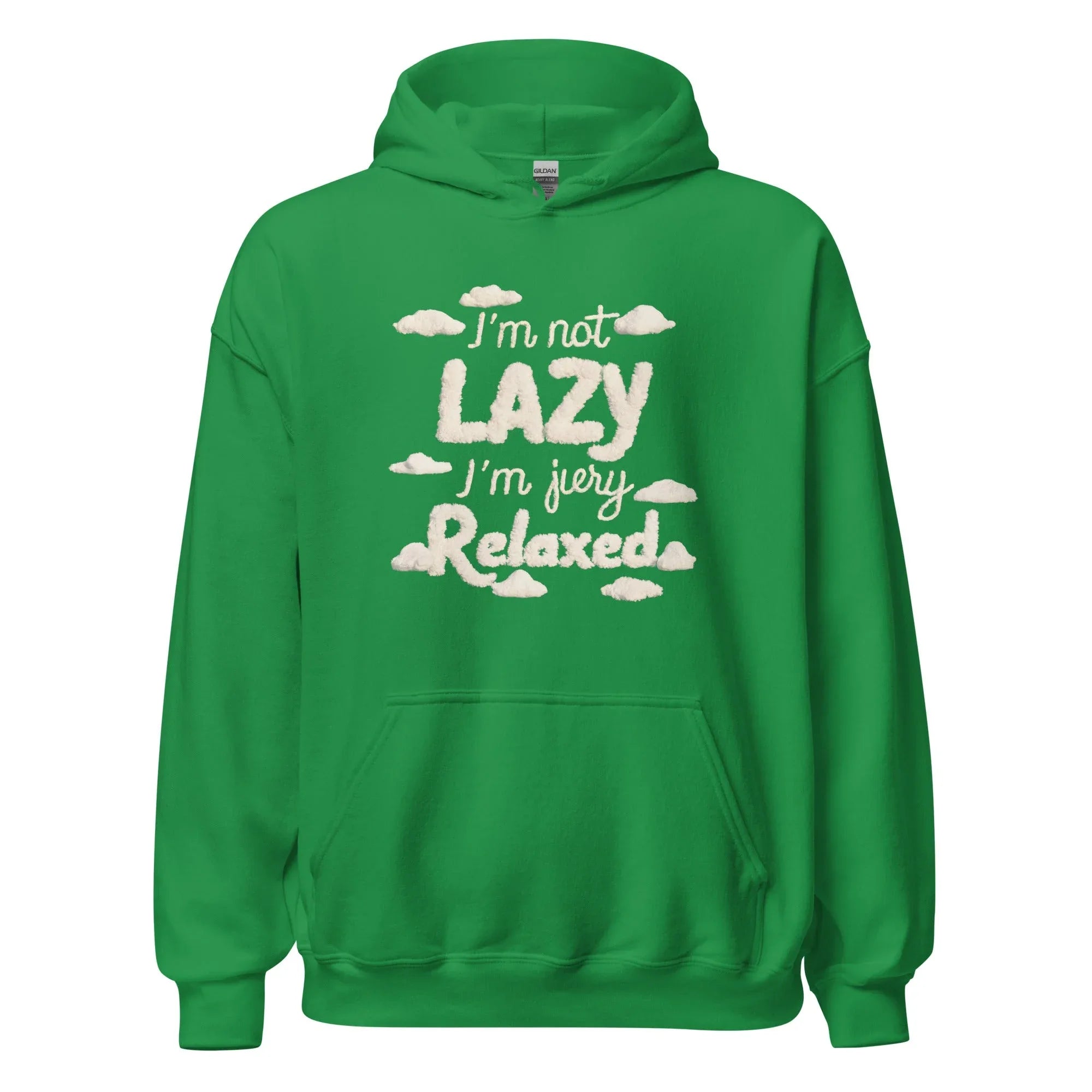 Unisex | I'm Not Lazy I'm Just Relaxed Hoodie Irish Green hoodie AwRans Clothing unisex-heavy-blend-hoodie-irish-green-front-665ca1848be24