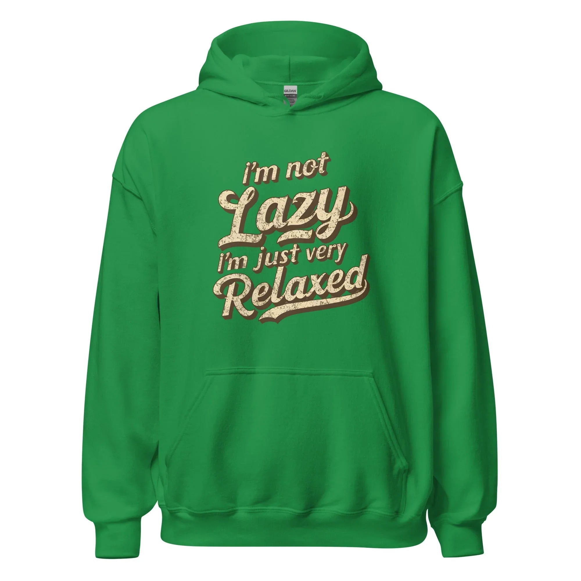 Unisex | I'm Not Lazy - I'm Just Relaxed Hoodie Irish Green hoodie AwRans Clothing unisex-heavy-blend-hoodie-irish-green-front-665d2f2bdaec4