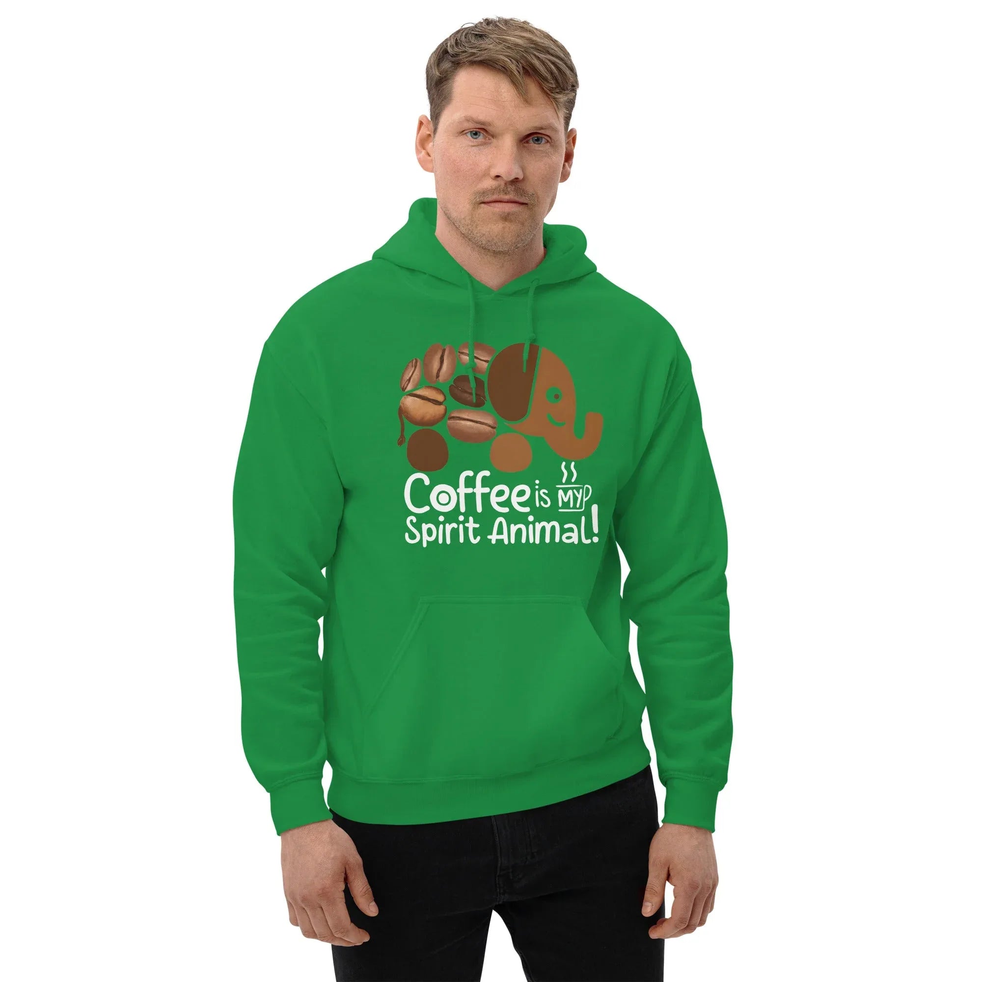 Unisex Hoodie | Coffee Is My Spirit Animal hoodie AwRans Clothing unisex-heavy-blend-hoodie-irish-green-front-681635a569e7b