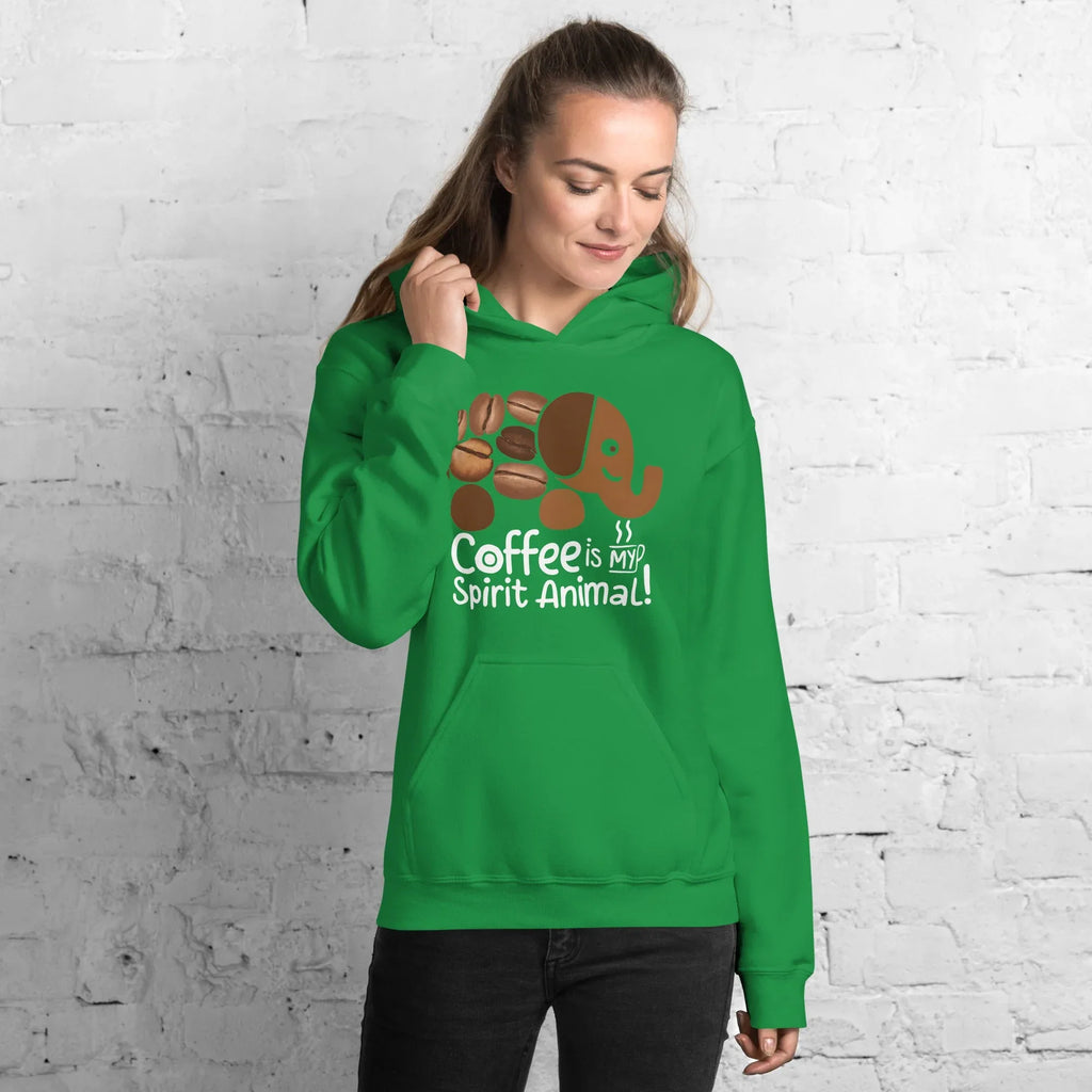 Unisex Hoodie | Coffee Is My Spirit Animal hoodie AwRans Clothing unisex-heavy-blend-hoodie-irish-green-front-681635a581f10