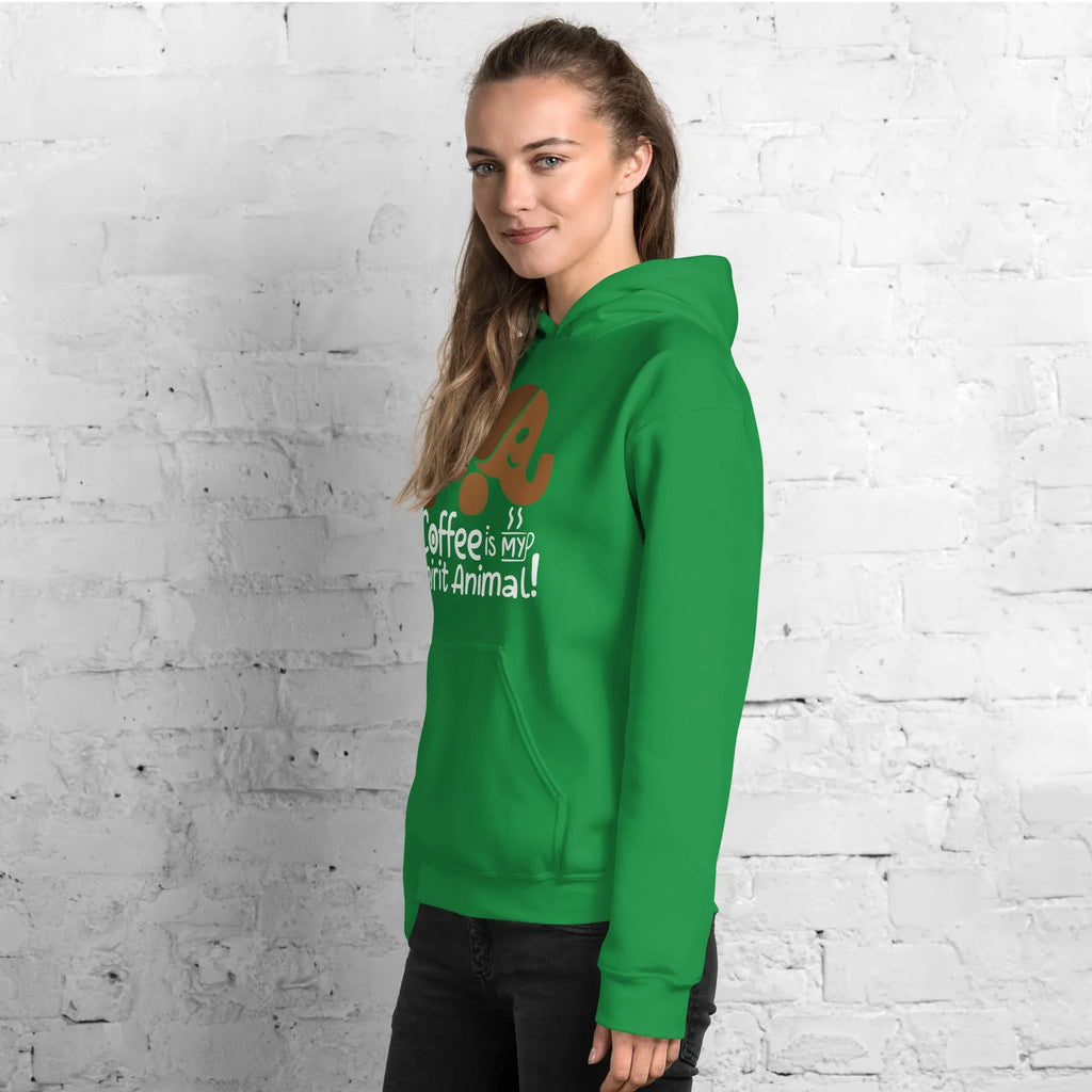 Unisex Hoodie | Coffee Is My Spirit Animal hoodie AwRans Clothing unisex-heavy-blend-hoodie-irish-green-left-front-681635a54b979