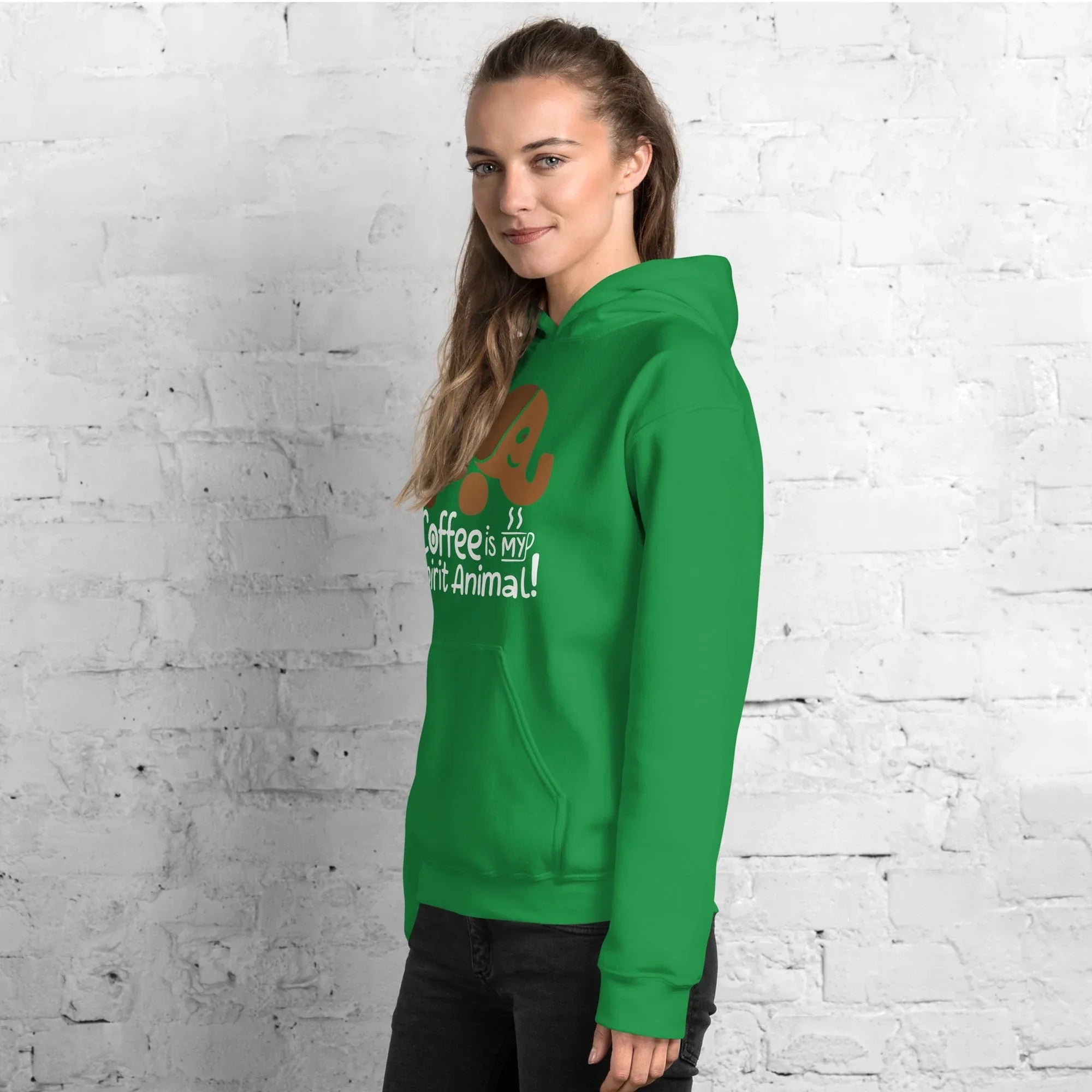 Unisex Hoodie | Coffee Is My Spirit Animal hoodie AwRans Clothing unisex-heavy-blend-hoodie-irish-green-left-front-681635a54b979