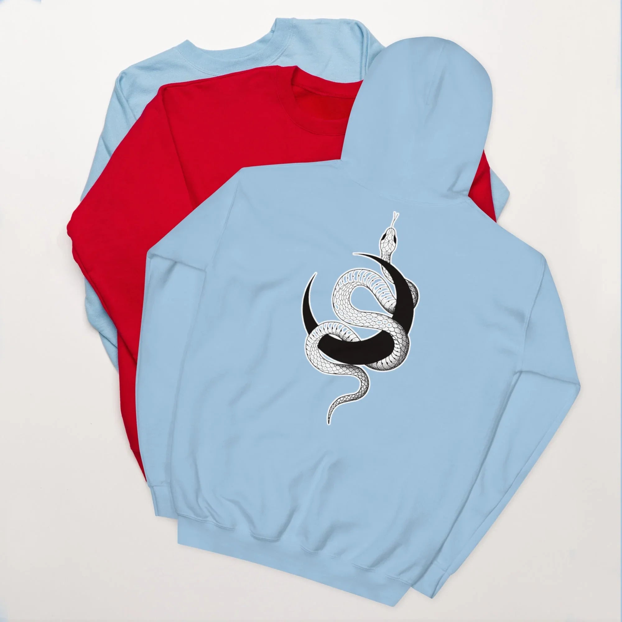Unisex | Moon Snake Hoodie Light Blue hoodie AwRans Clothing unisex-heavy-blend-hoodie-light-blue-back-66403b39c9e3c