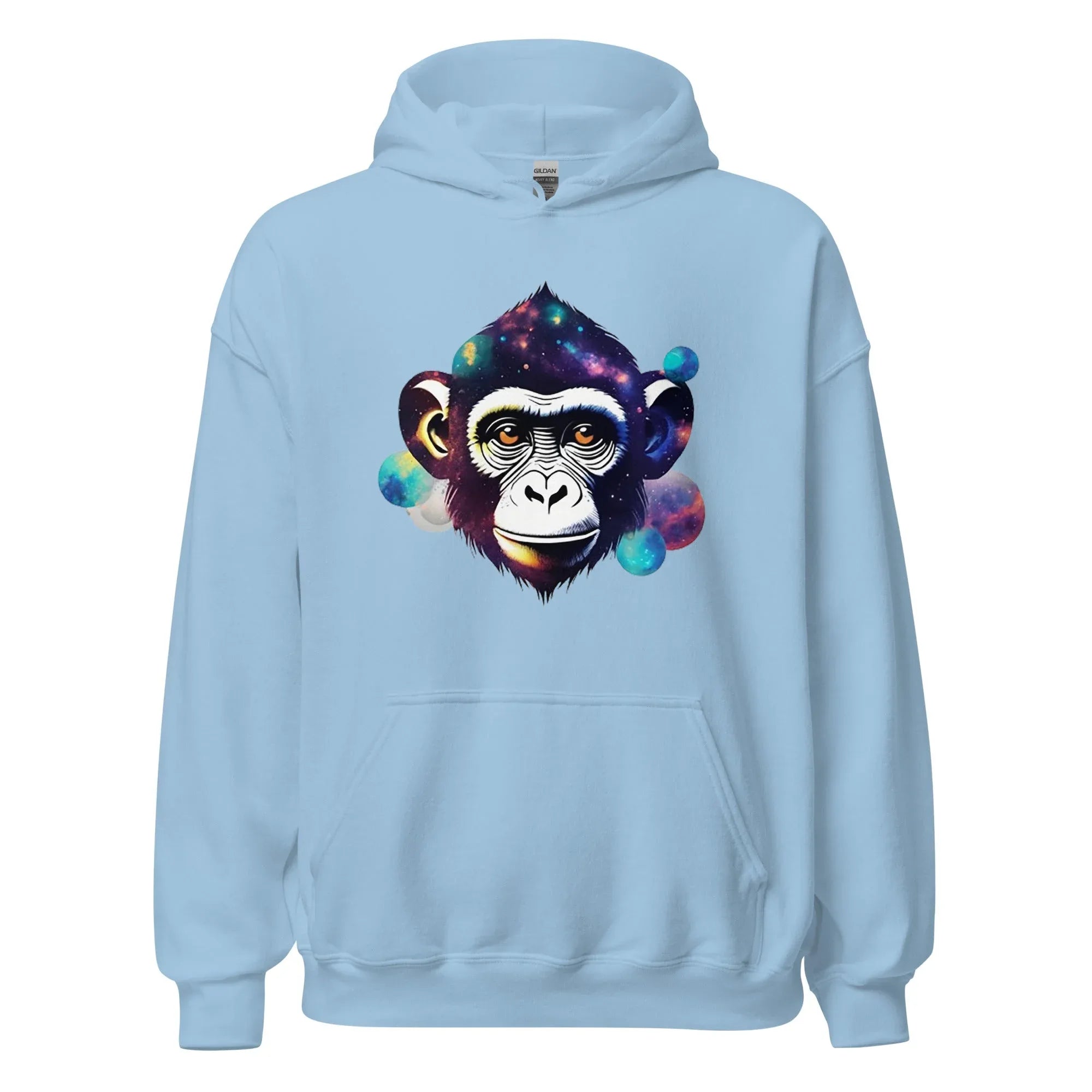 Unisex | Dreamy Monkey Hoodie Light Blue Hoodie AwRans Clothing unisex-heavy-blend-hoodie-light-blue-front-65f105c3d5872