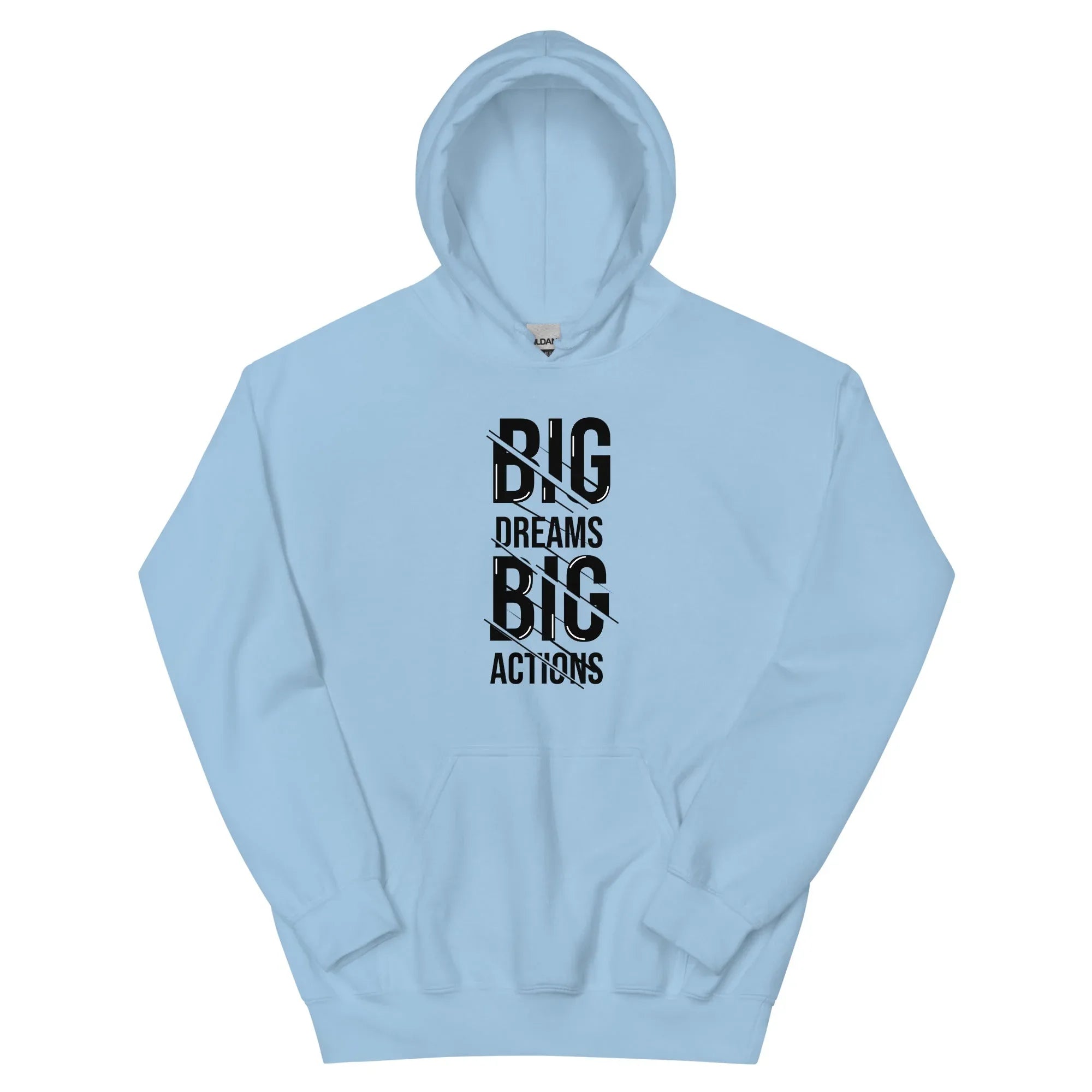 Unisex | Big Dreams Big Actions Hoodie Light Blue hoodie AwRans Clothing unisex-heavy-blend-hoodie-light-blue-front-66316e4107539