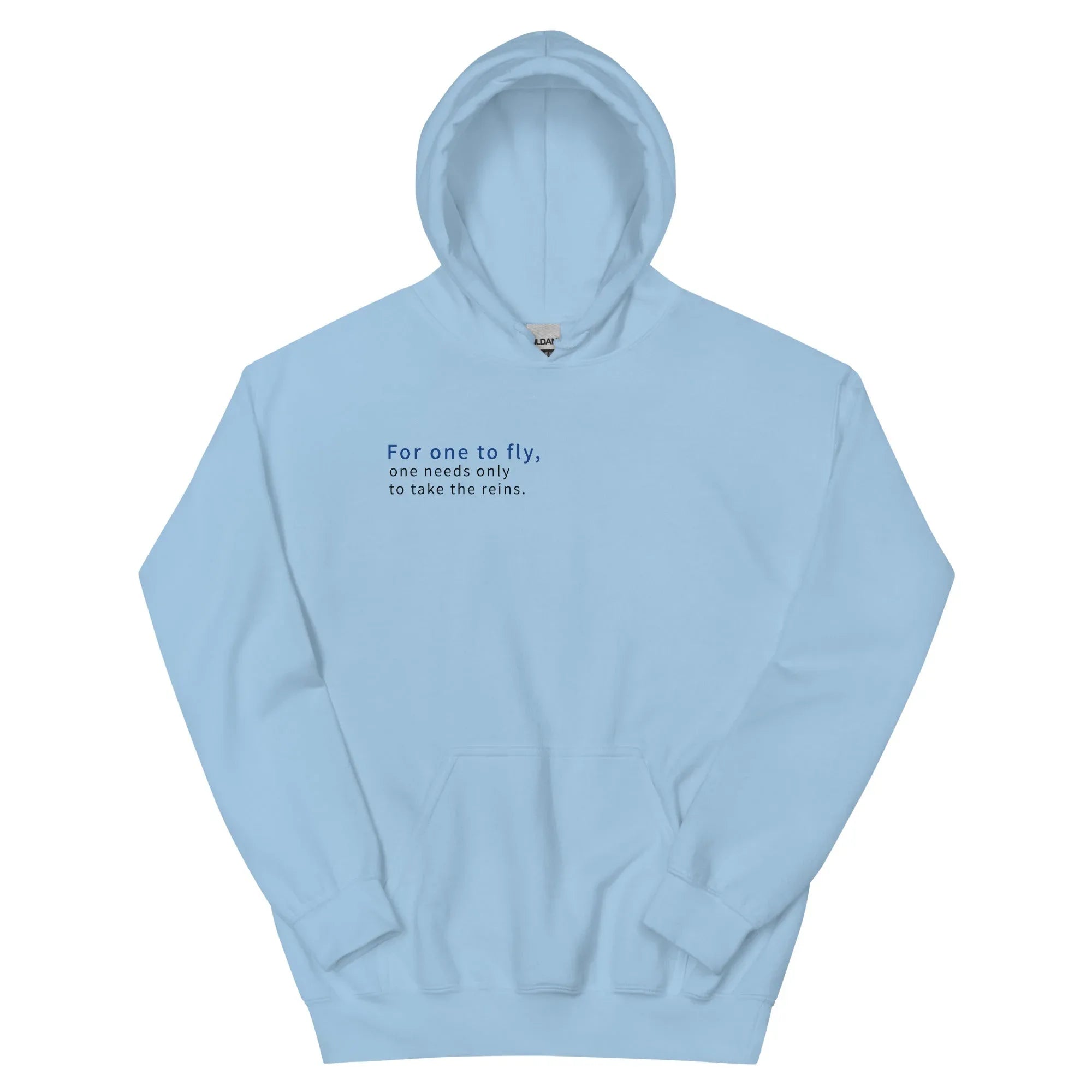 Unisex | For One To Fly One Needs Only To Take The Reins Hoodie Light Blue hoodie AwRans Clothing unisex-heavy-blend-hoodie-light-blue-front-663ffdefa0745