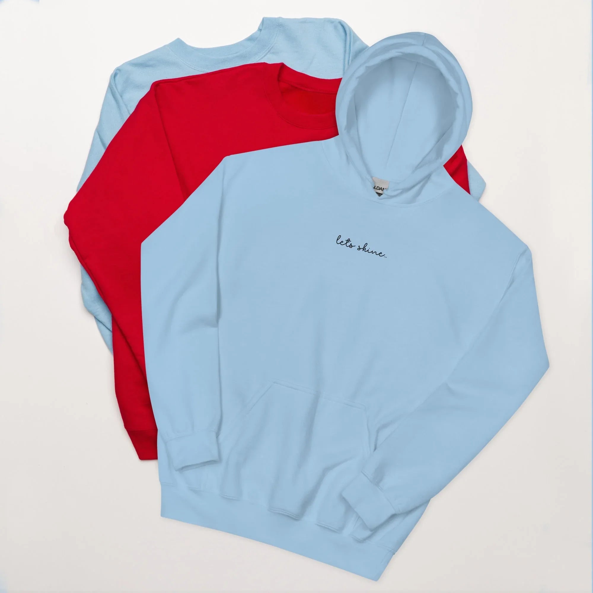 Unisex | Let's Shine Hoodie Light Blue hoodie AwRans Clothing unisex-heavy-blend-hoodie-light-blue-front-66504b63ce6ed