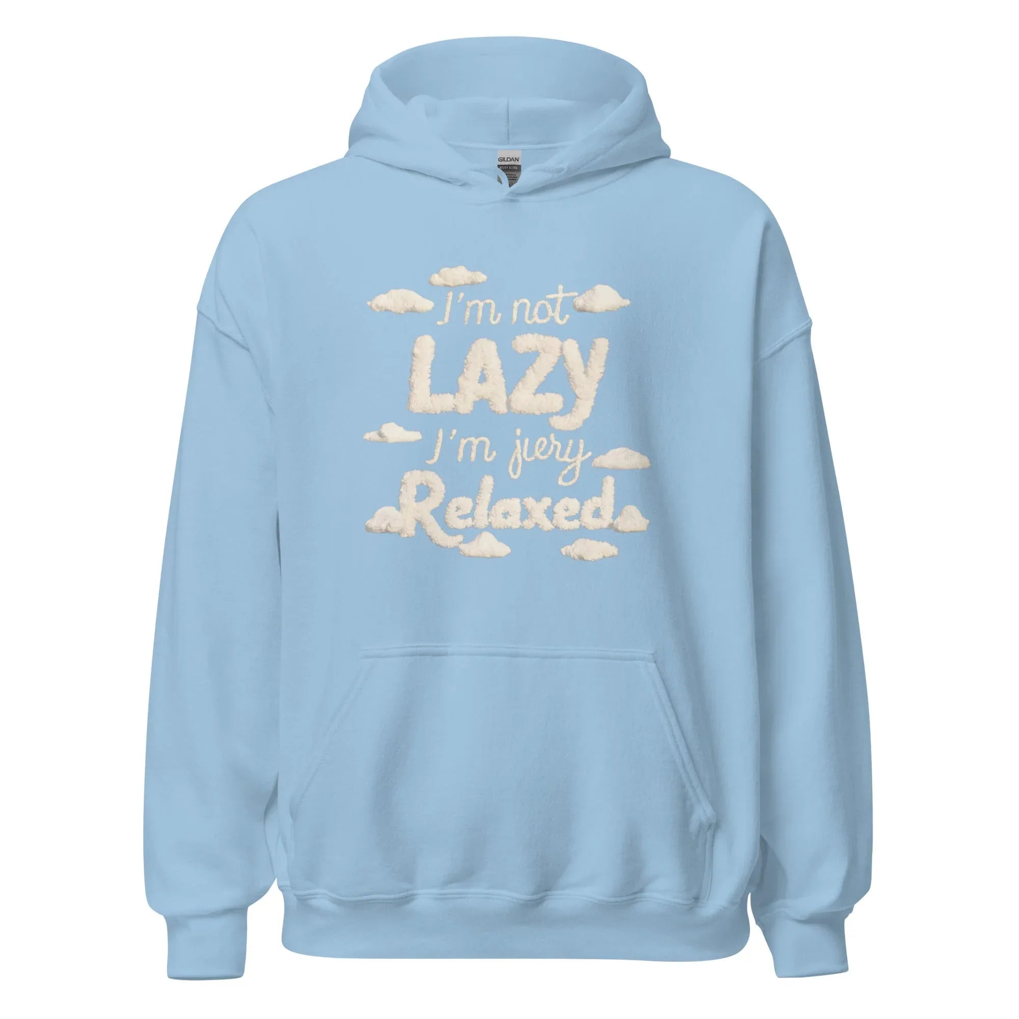 Unisex | I'm Not Lazy I'm Just Relaxed Hoodie Light Blue hoodie AwRans Clothing unisex-heavy-blend-hoodie-light-blue-front-665ca184a5ae1