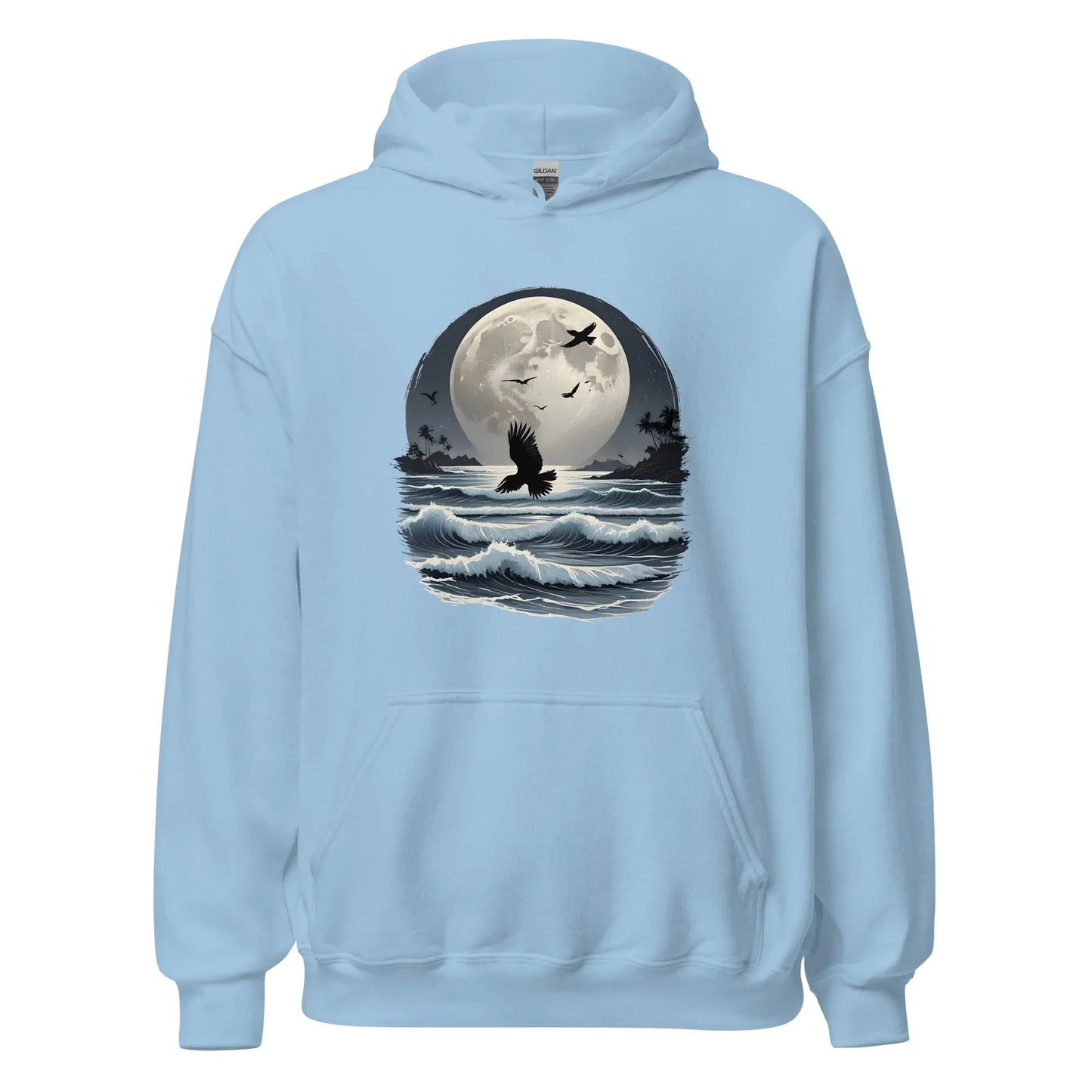 Unisex | Moonlight, Crow, Beach - Hoodie - AwRans Clothing