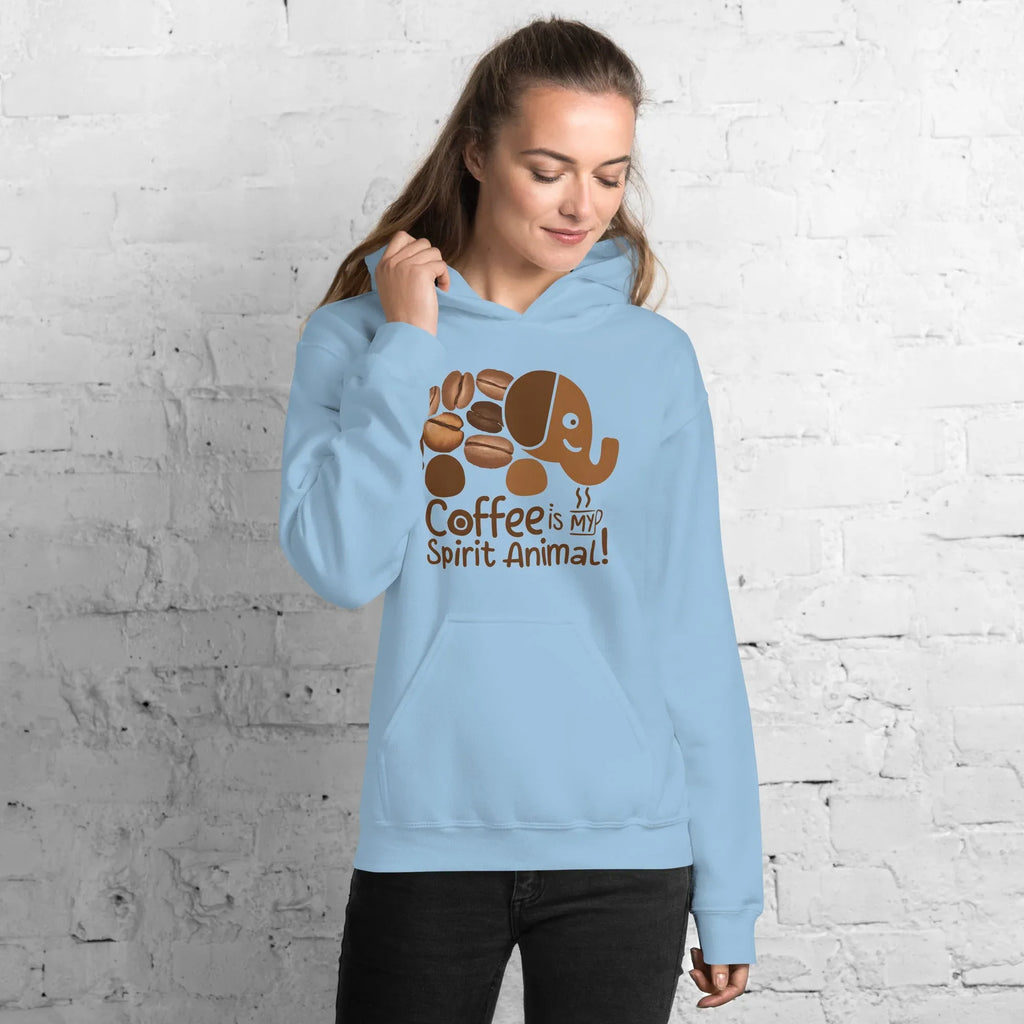 Unisex Hoodie | Coffee Is My Spirit Animal hoodie AwRans Clothing unisex-heavy-blend-hoodie-light-blue-front-681654aa6828d