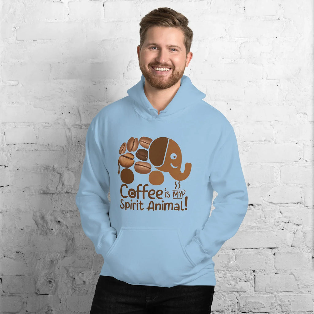 Unisex Hoodie | Coffee Is My Spirit Animal hoodie AwRans Clothing unisex-heavy-blend-hoodie-light-blue-front-681654aa6cde9