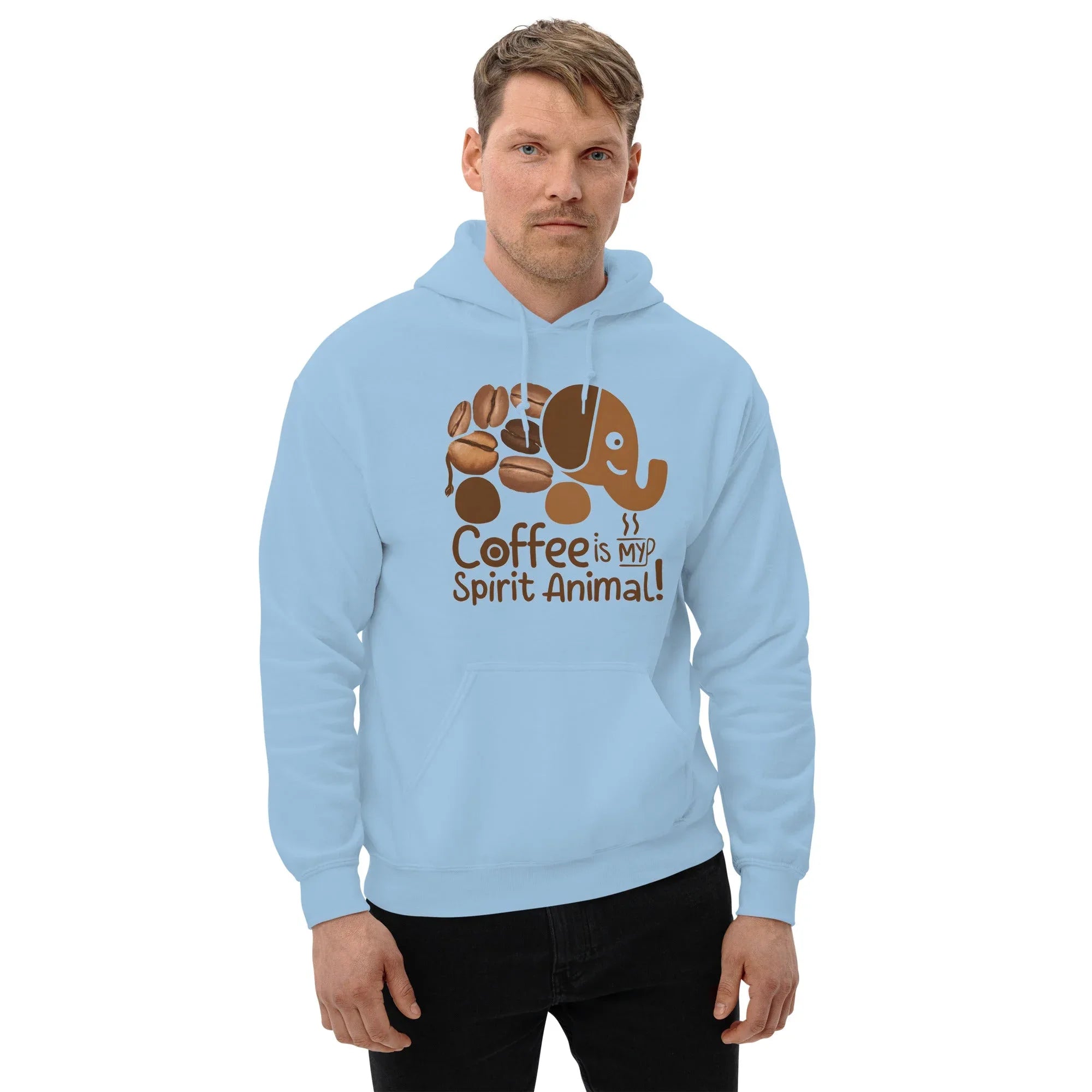 Unisex Hoodie | Coffee Is My Spirit Animal hoodie AwRans Clothing unisex-heavy-blend-hoodie-light-blue-front-681654aa7424d