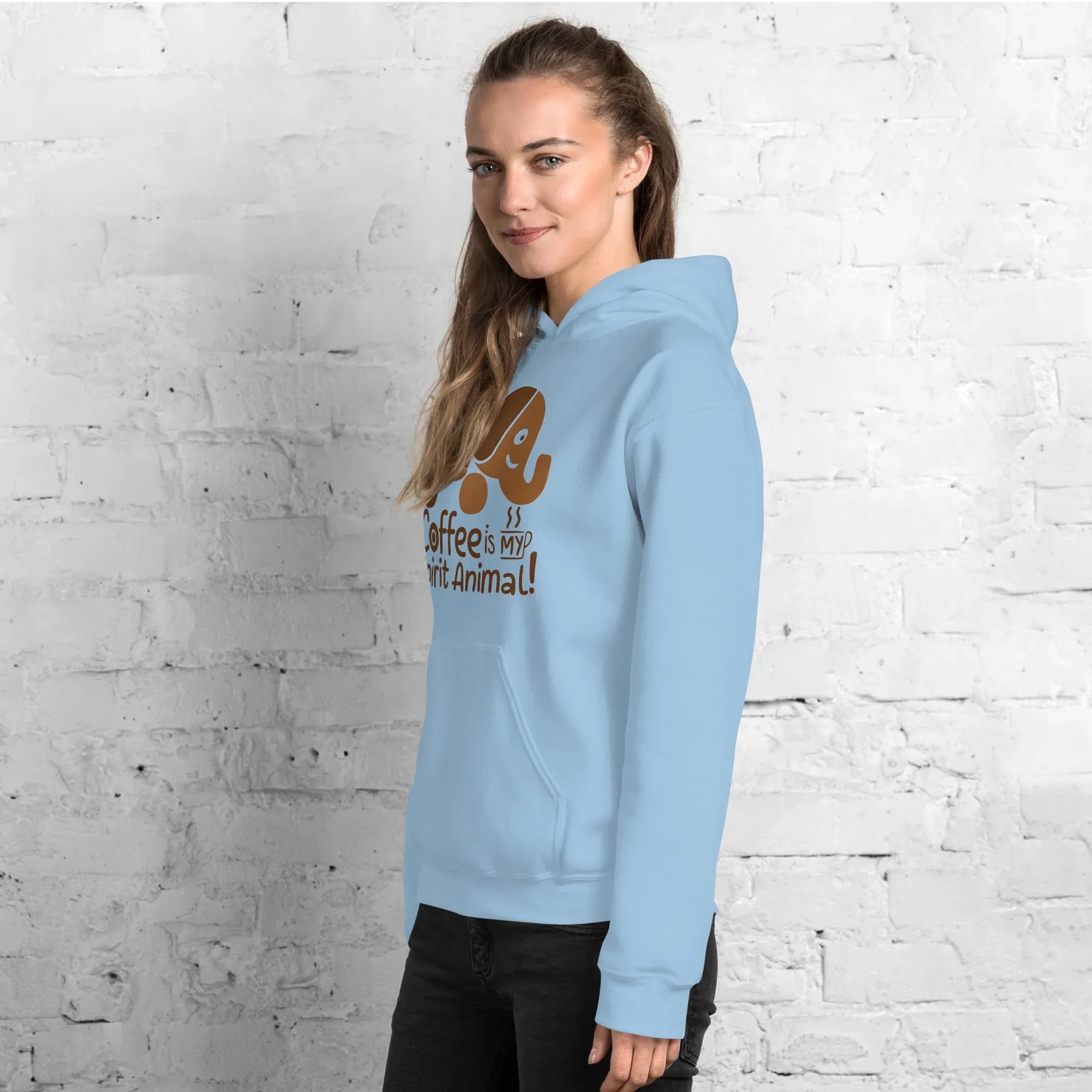 Unisex Hoodie | Coffee Is My Spirit Animal hoodie AwRans Clothing unisex-heavy-blend-hoodie-light-blue-left-front-681654aa5d382