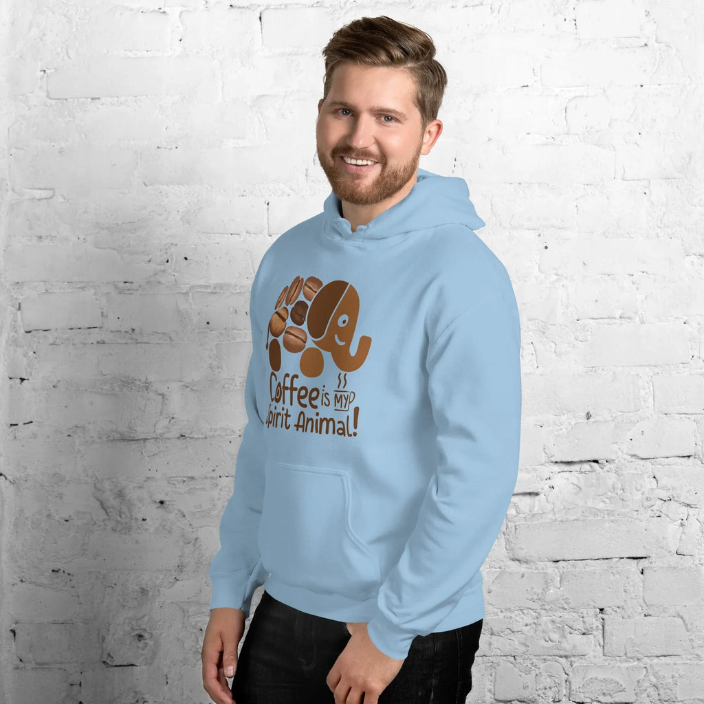 Unisex Hoodie | Coffee Is My Spirit Animal hoodie AwRans Clothing unisex-heavy-blend-hoodie-light-blue-left-front-681654aa7ab21