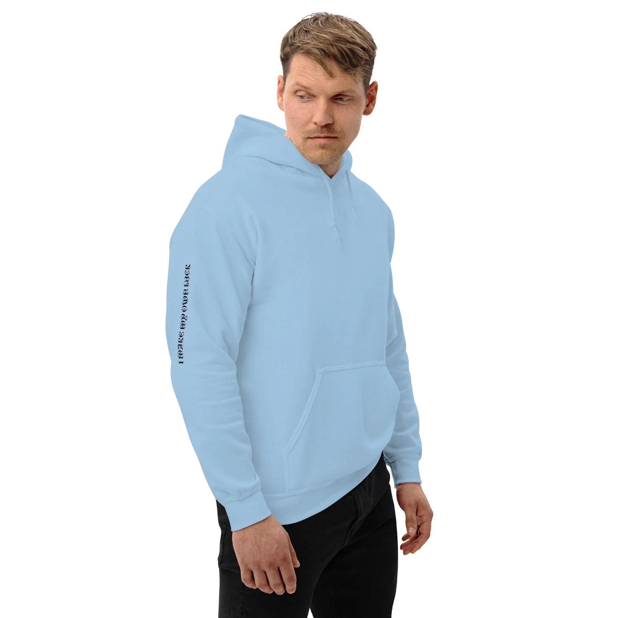 Men's | Your Luck Depends On Me Hoodie Light Blue hoodie AwRans Clothing unisex-heavy-blend-hoodie-light-blue-right-front-664037937d942