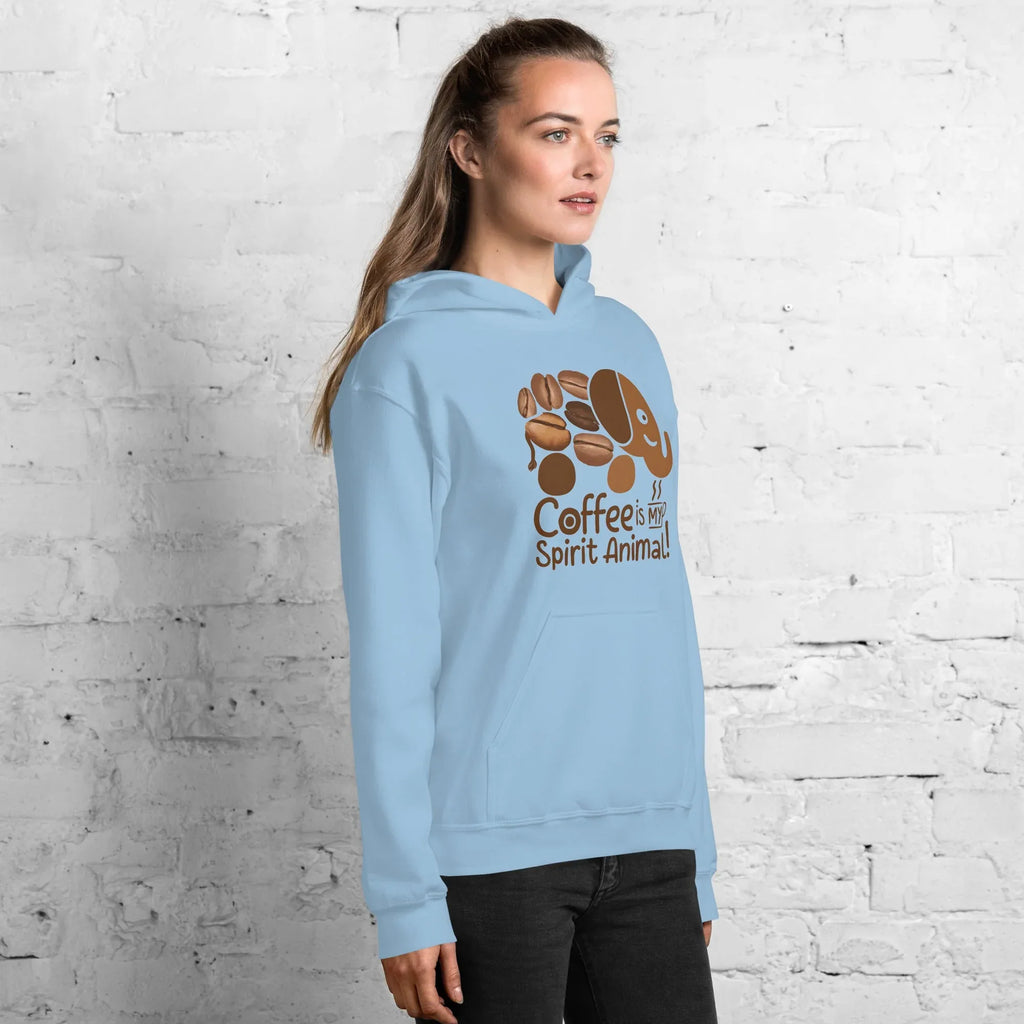 Unisex Hoodie | Coffee Is My Spirit Animal hoodie AwRans Clothing unisex-heavy-blend-hoodie-light-blue-right-front-681654aa634d8