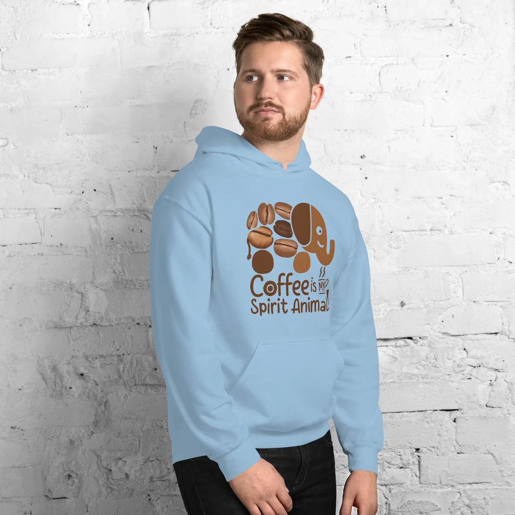 Unisex Hoodie | Coffee Is My Spirit Animal hoodie AwRans Clothing unisex-heavy-blend-hoodie-light-blue-right-front-681654aa8117c