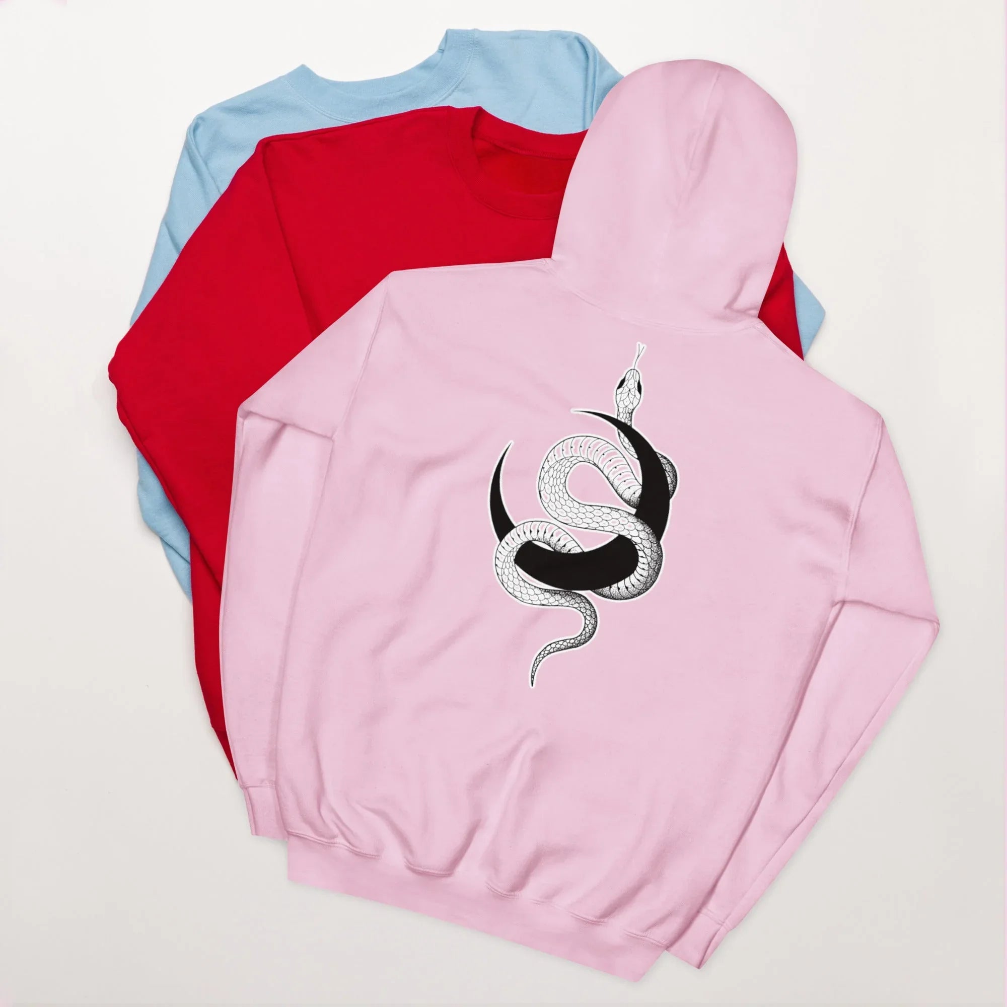 Unisex | Moon Snake Hoodie Light Pink hoodie AwRans Clothing unisex-heavy-blend-hoodie-light-pink-back-66403b39d1327