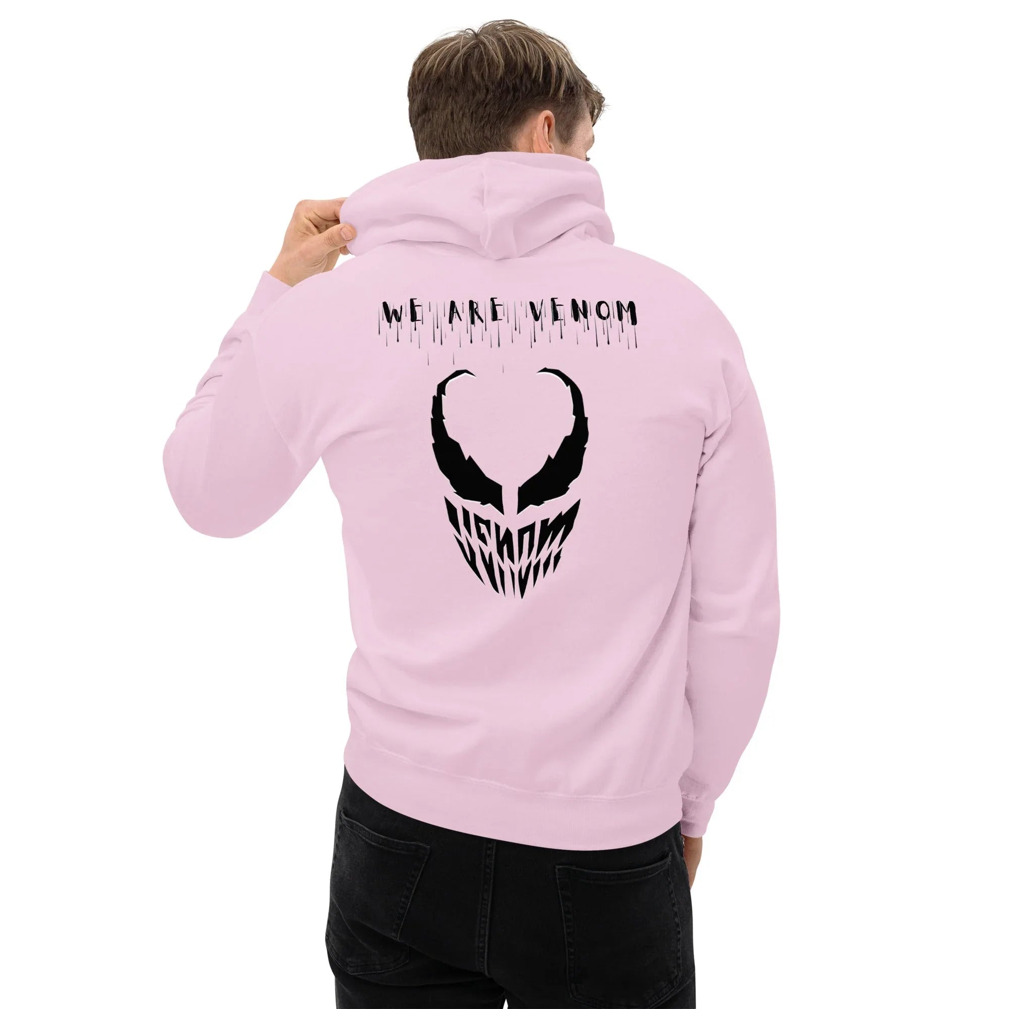 Men's | We Are Venom Hoodie Light Pink hoodie AwRans Clothing unisex-heavy-blend-hoodie-light-pink-back-66506152d9786