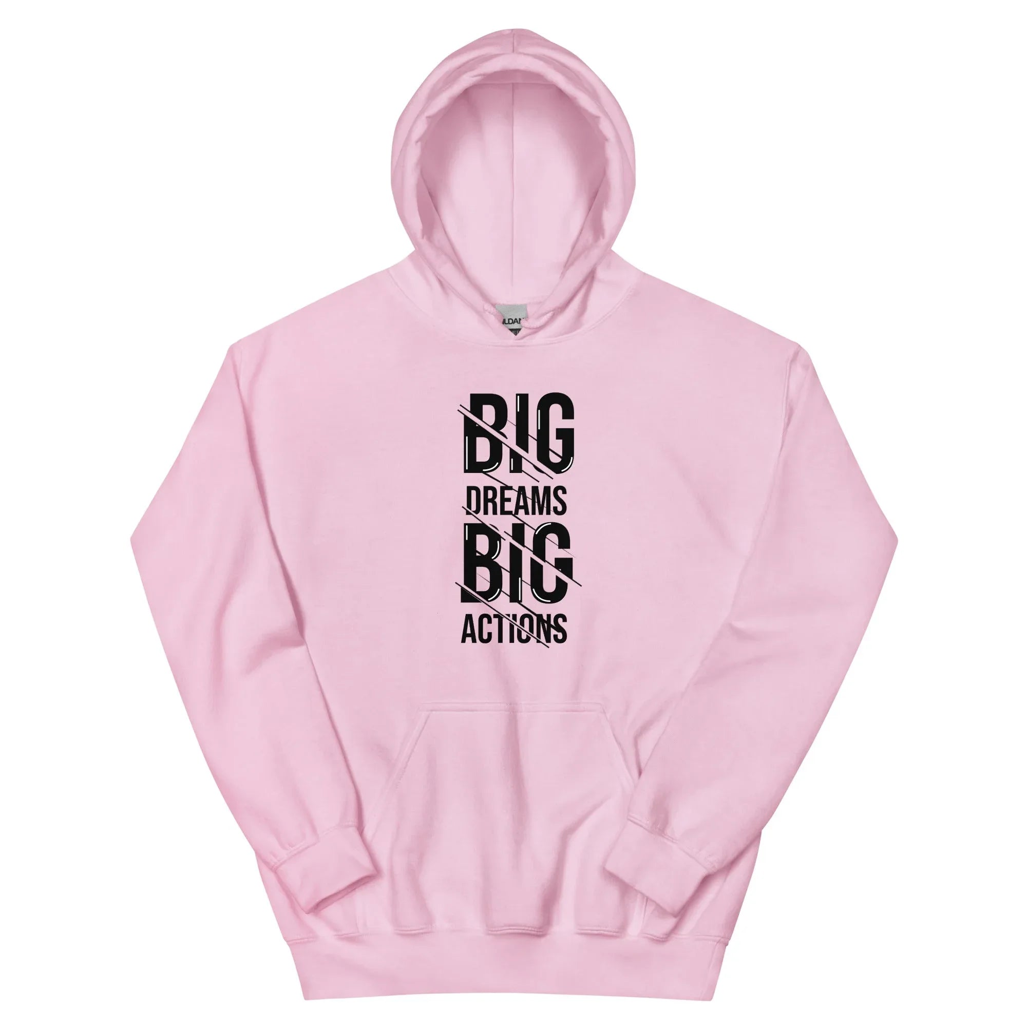 Unisex | Big Dreams Big Actions Hoodie Light Pink hoodie AwRans Clothing unisex-heavy-blend-hoodie-light-pink-front-66316e410fabb