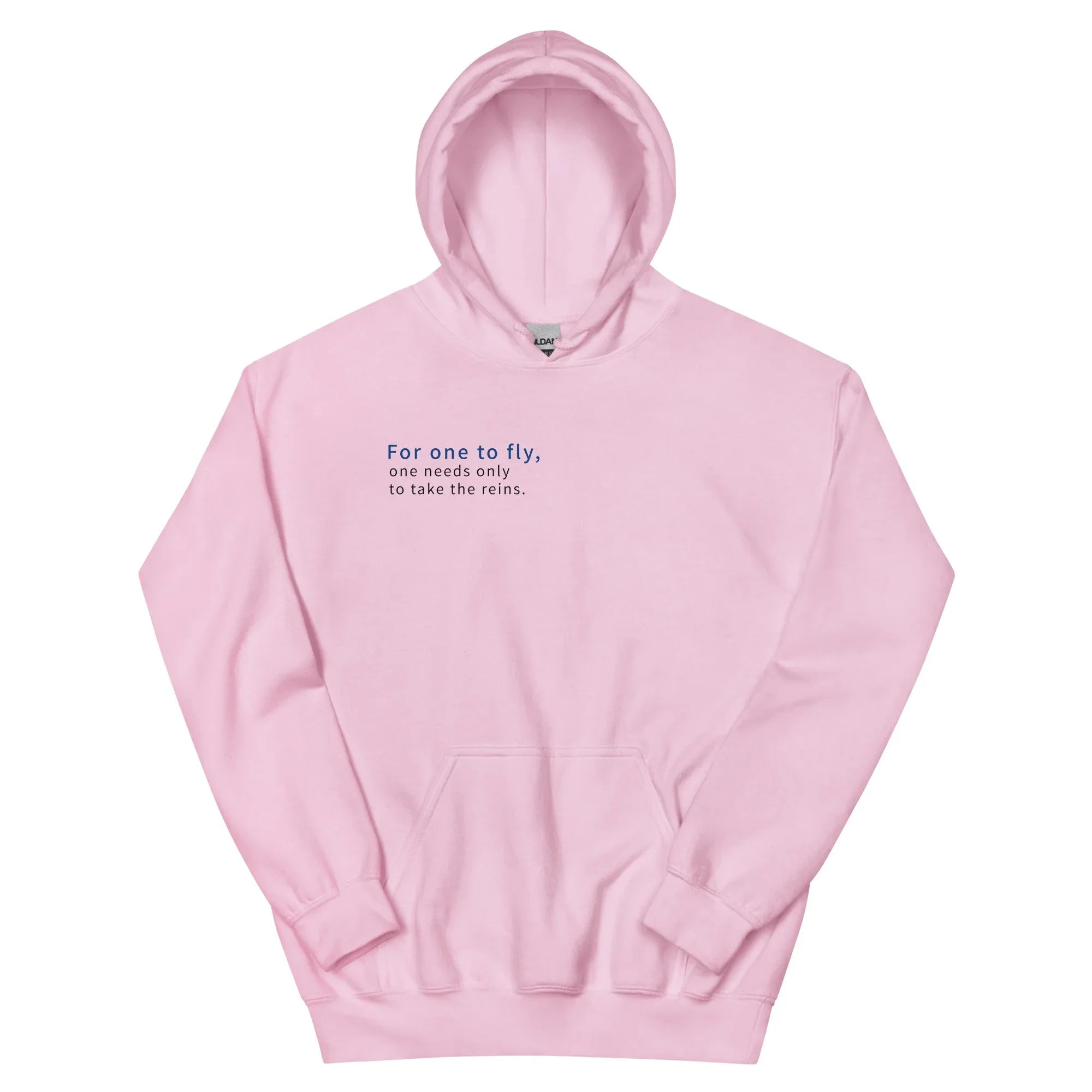 Unisex | For One To Fly One Needs Only To Take The Reins Hoodie Light Pink hoodie AwRans Clothing unisex-heavy-blend-hoodie-light-pink-front-663ffdefa7870